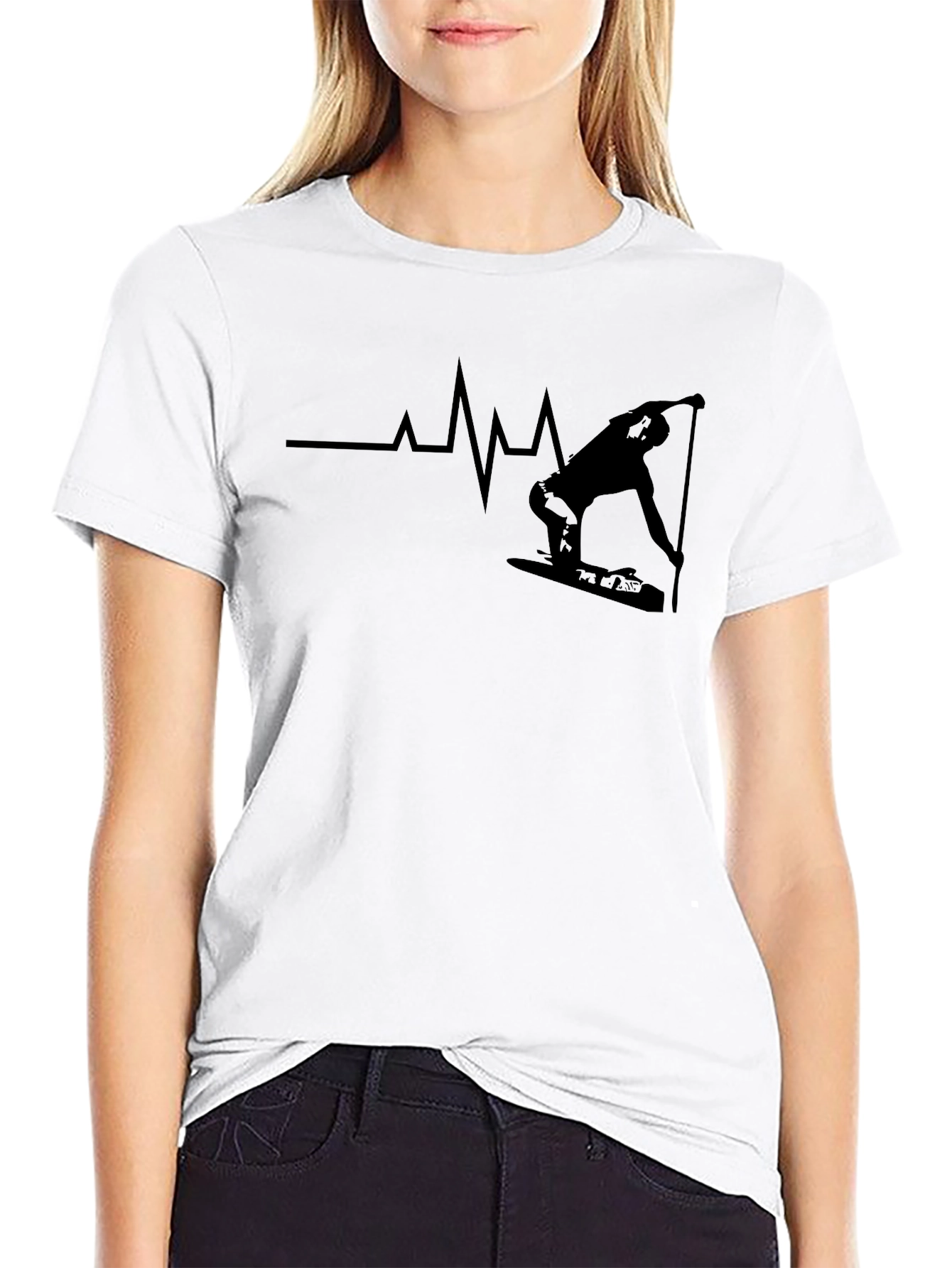 Wakeboard Heartbeat T-Shirt - Black Graphic Tee