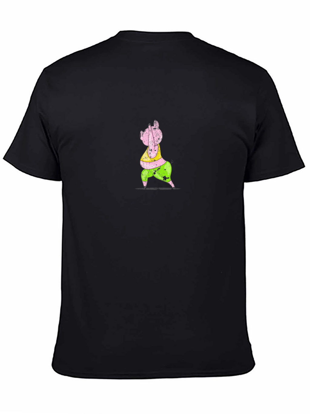 Cartoon Pig Graphic Black T-Shirt