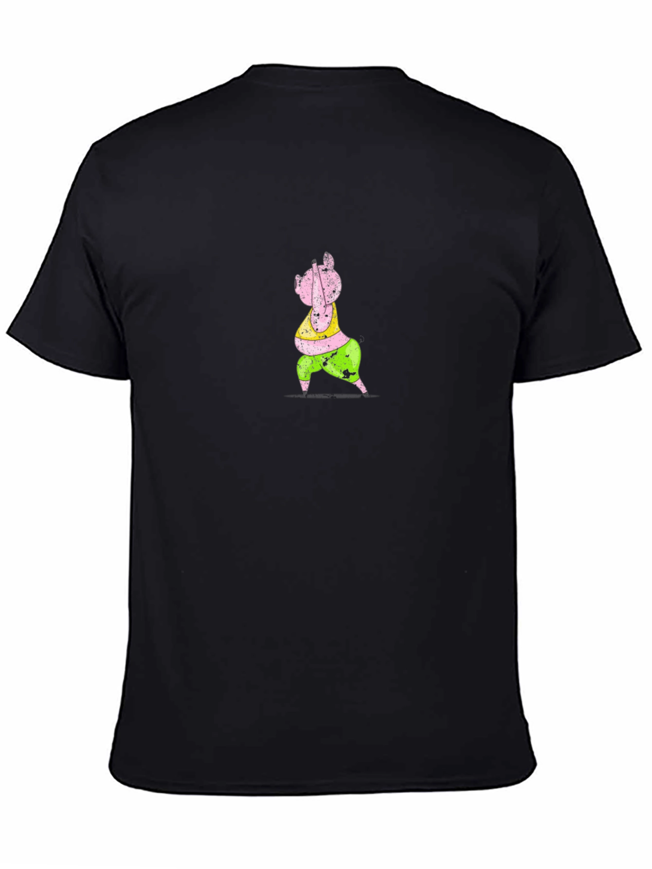 Cartoon Pig Graphic Black T-Shirt
