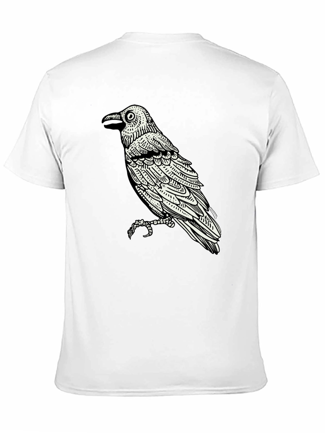 Raven Graphic Tee - Black Cotton Bird Print Shirt