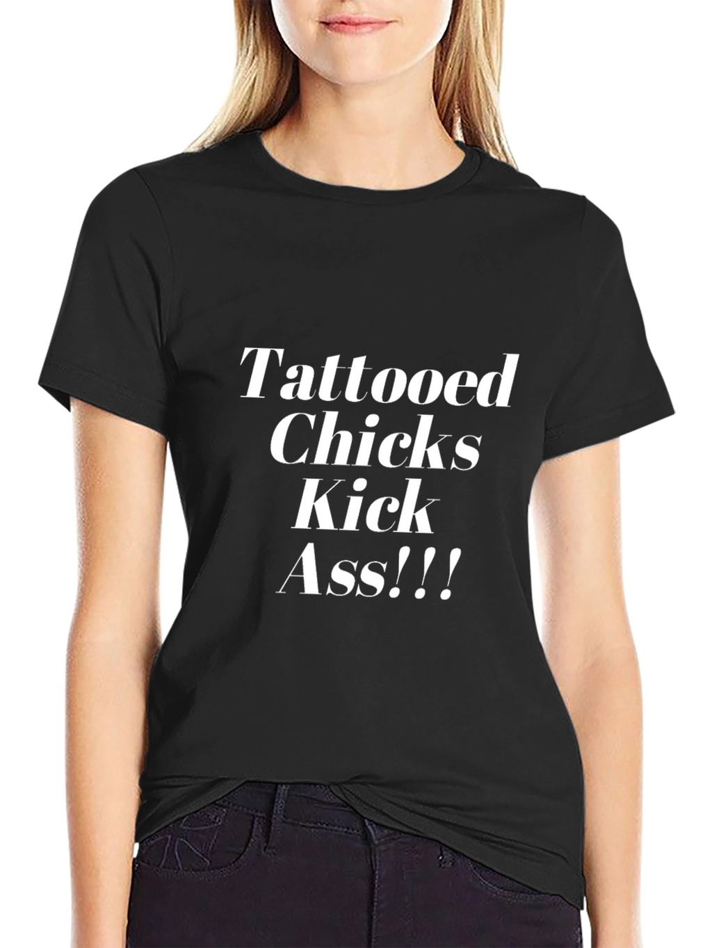 Tattooed Chicks Kick Ass Black Graphic Tee