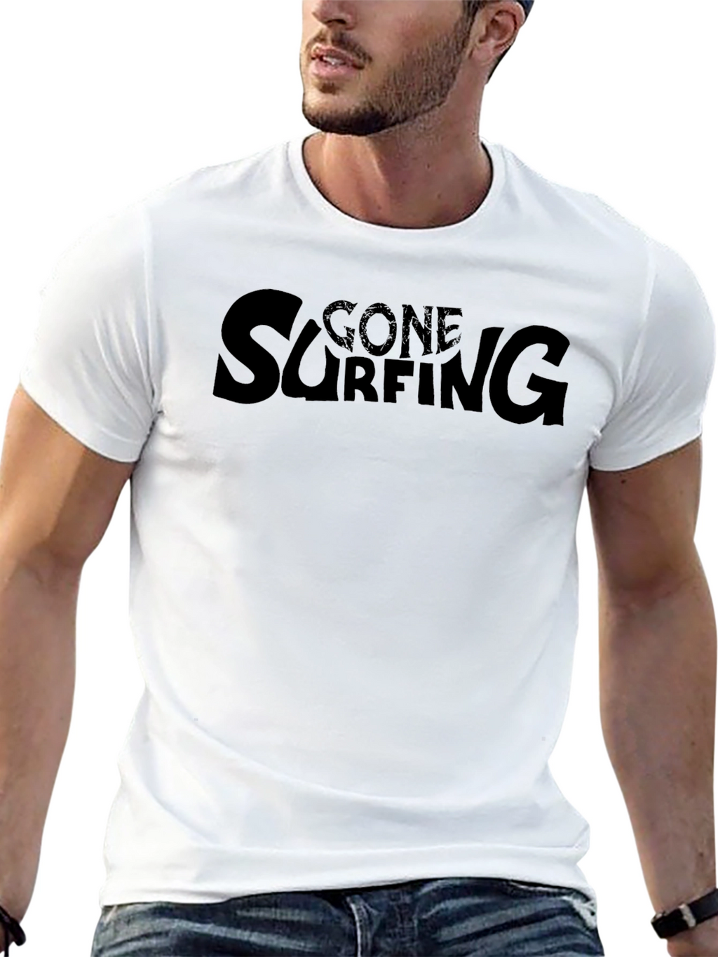Gone Surfing Graphic Tee - Black Cotton T-Shirt