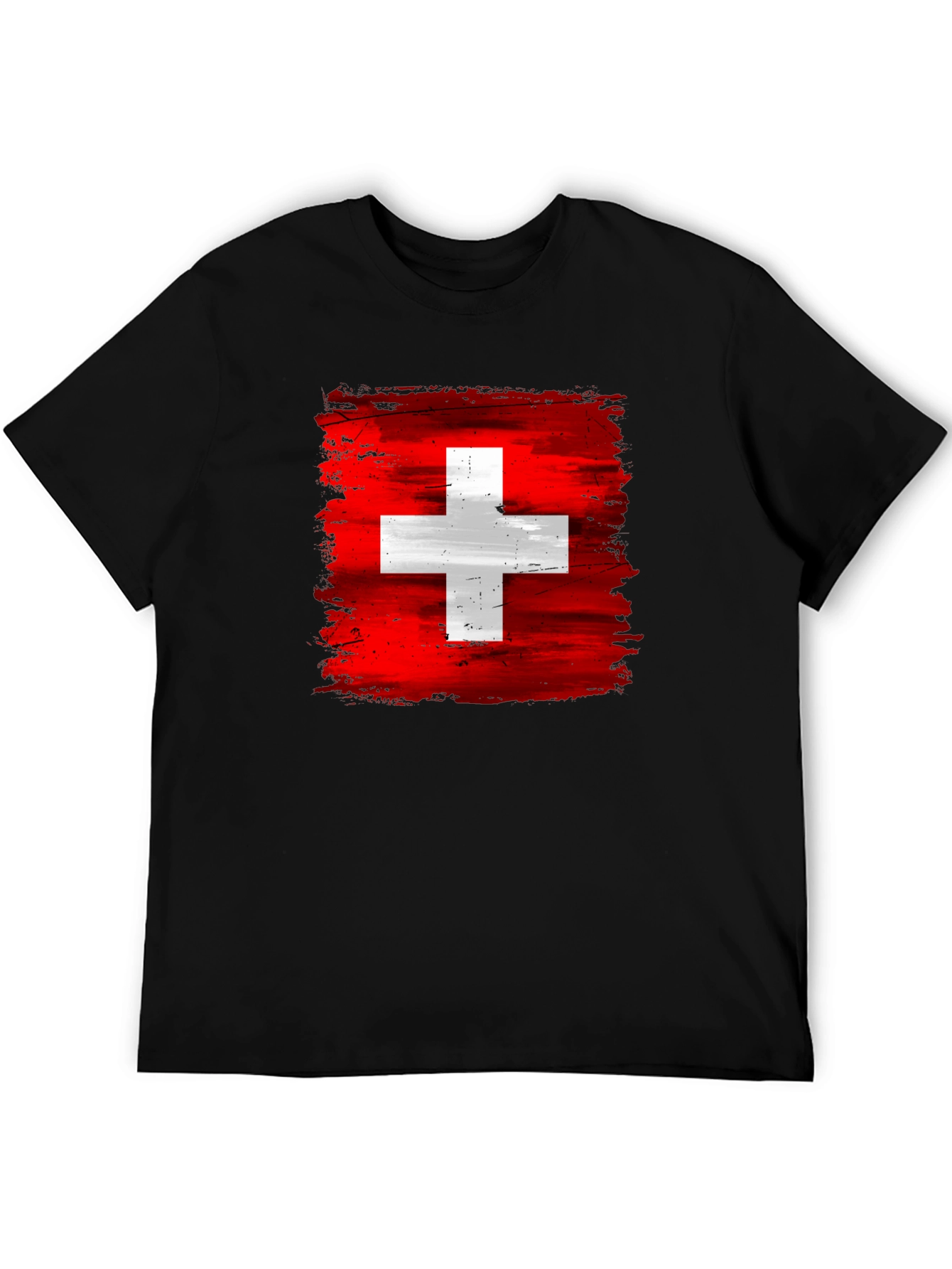 Switzerland Flag T-Shirt - Brush Stroke Design