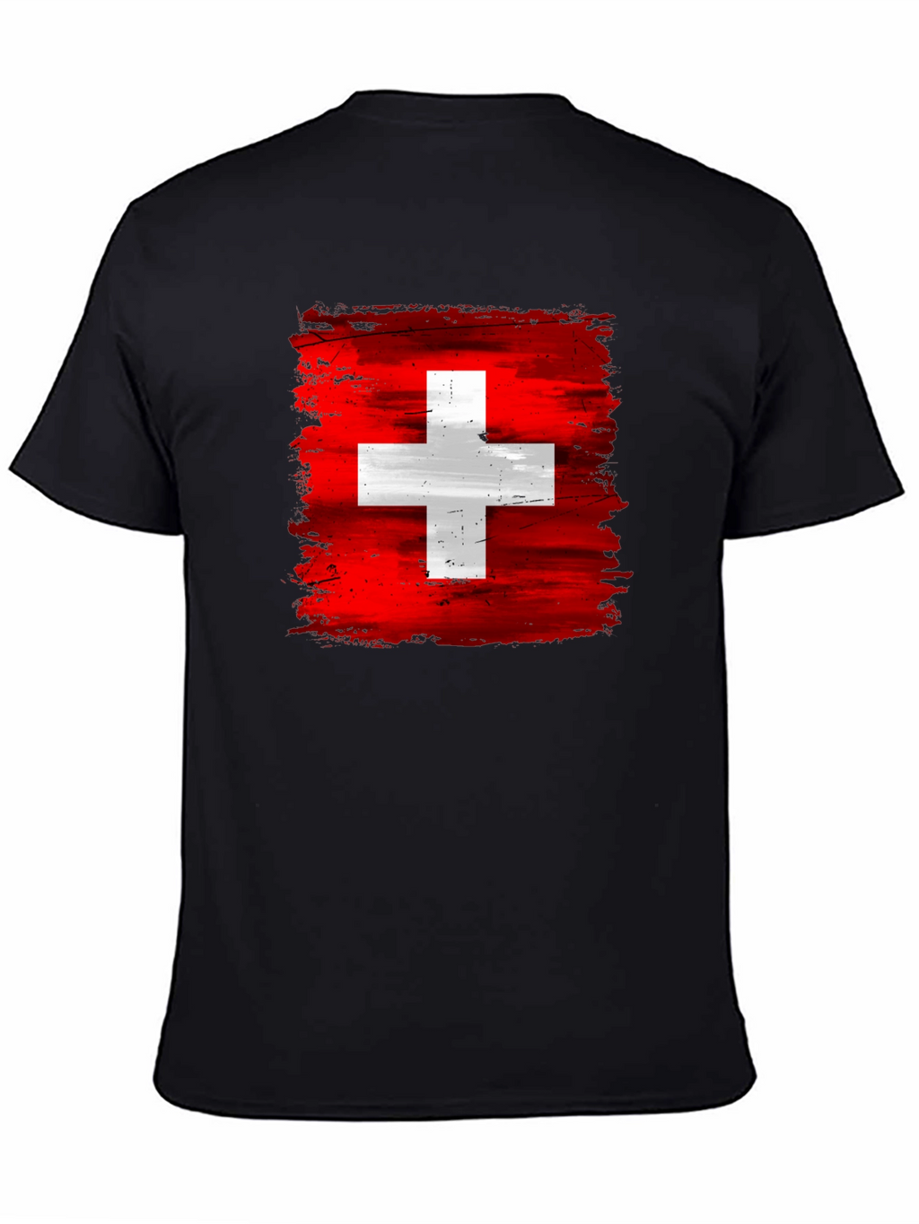 Switzerland Flag T-Shirt - Brush Stroke Design