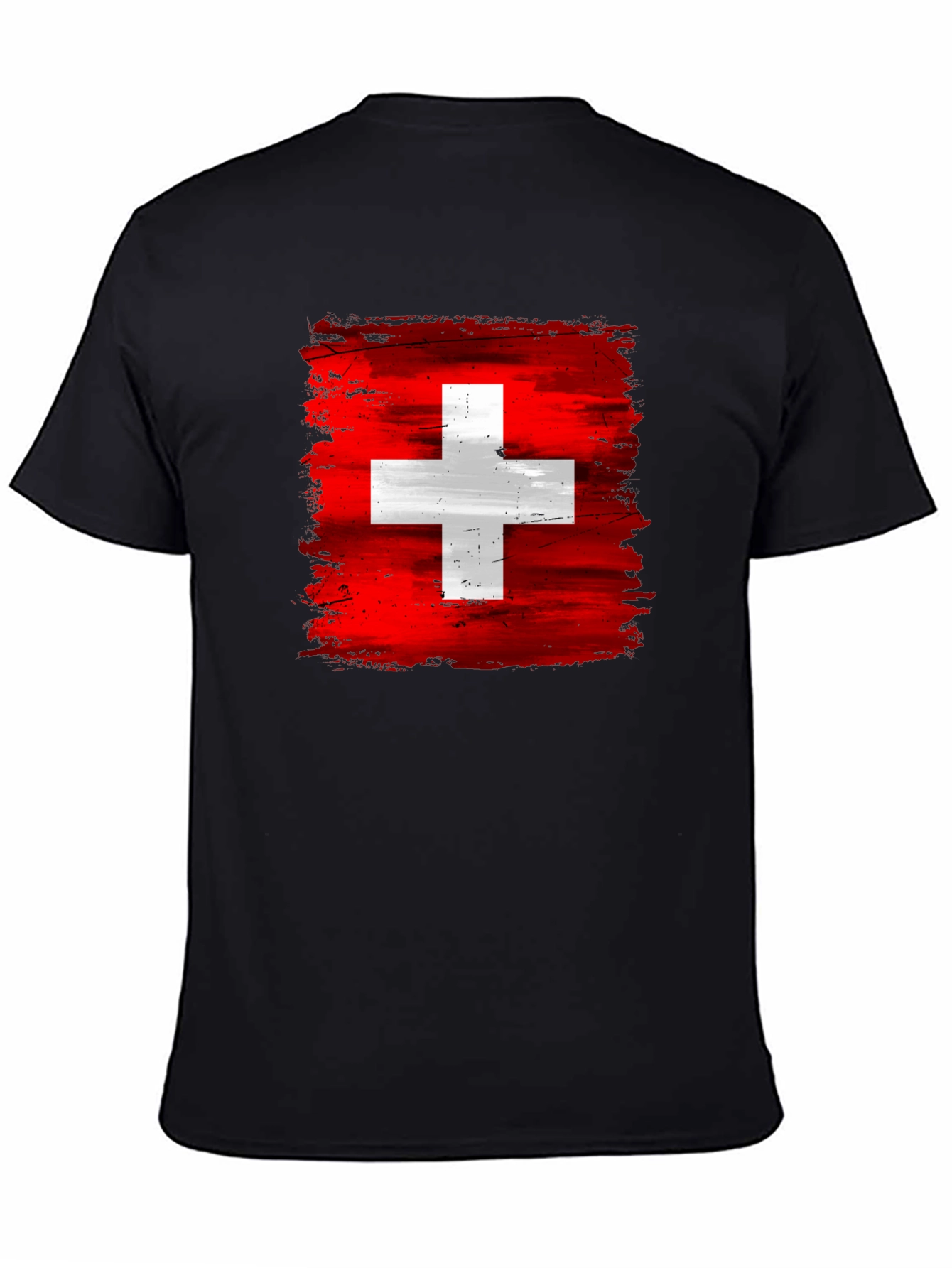 Switzerland Flag T-Shirt - Brush Stroke Design
