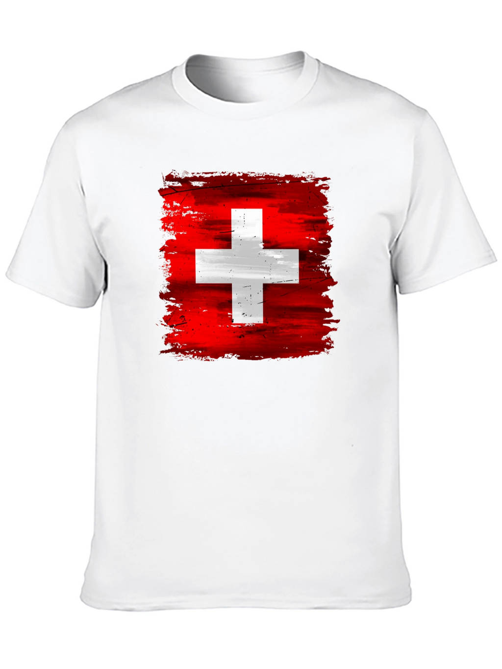 Switzerland Flag T-Shirt - Brush Stroke Design