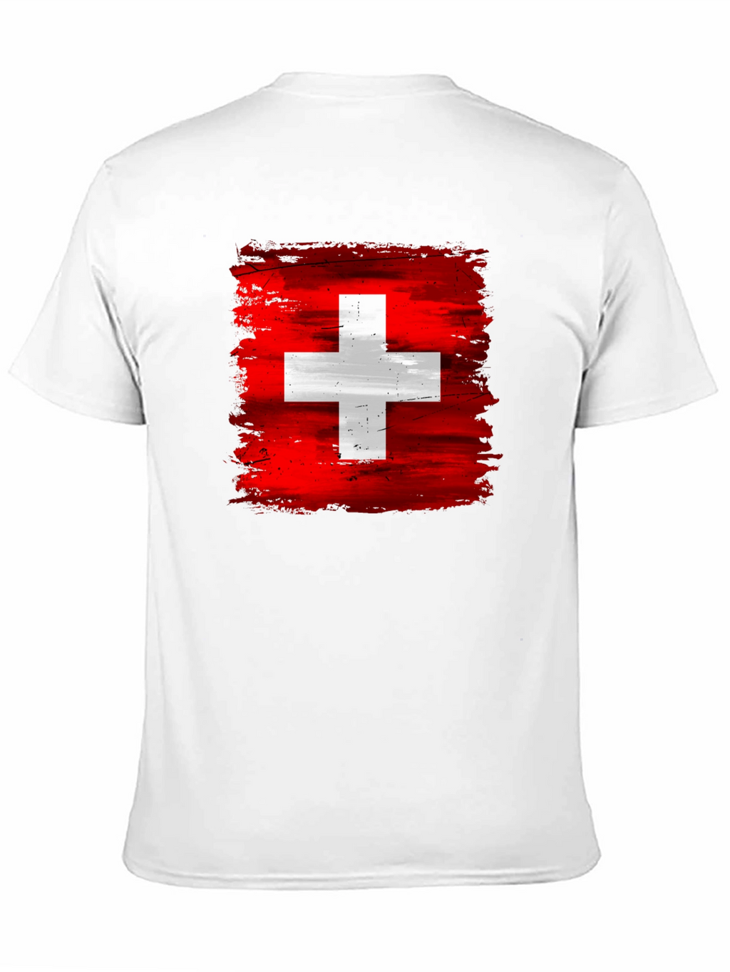 Switzerland Flag T-Shirt - Brush Stroke Design
