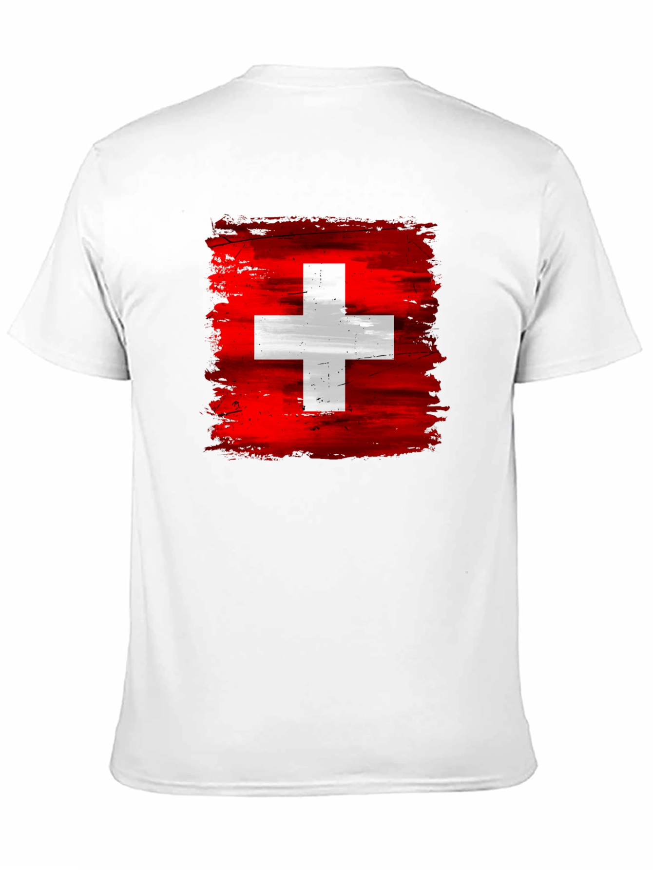 Switzerland Flag T-Shirt - Brush Stroke Design