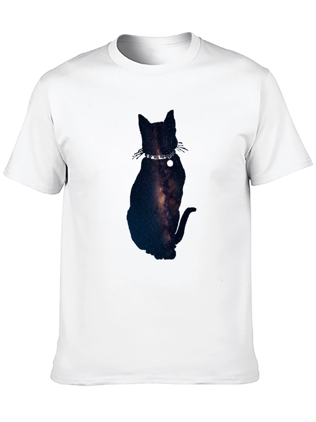 Galaxy Cat Graphic Tee - Black Cotton Blend T-Shirt