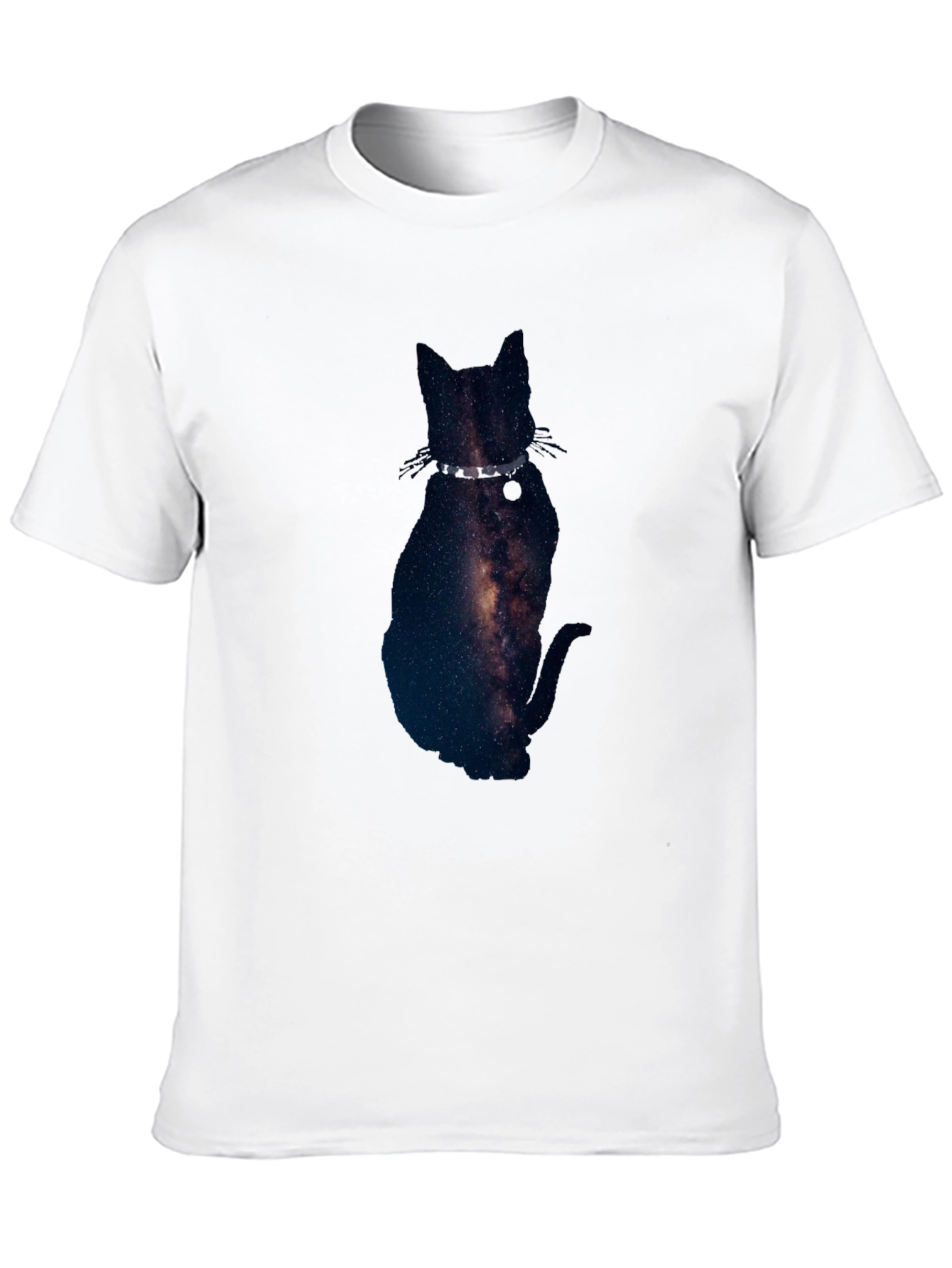 Galaxy Cat Graphic Tee - Black Cotton Blend T-Shirt