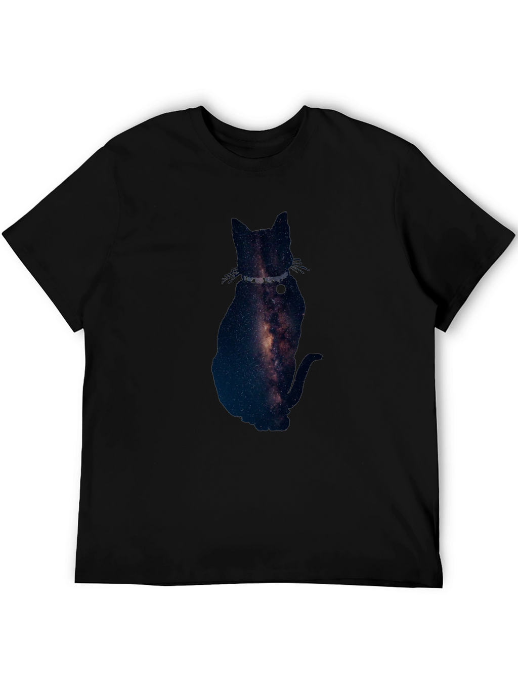 Galaxy Cat Graphic Tee - Black Cotton Blend T-Shirt