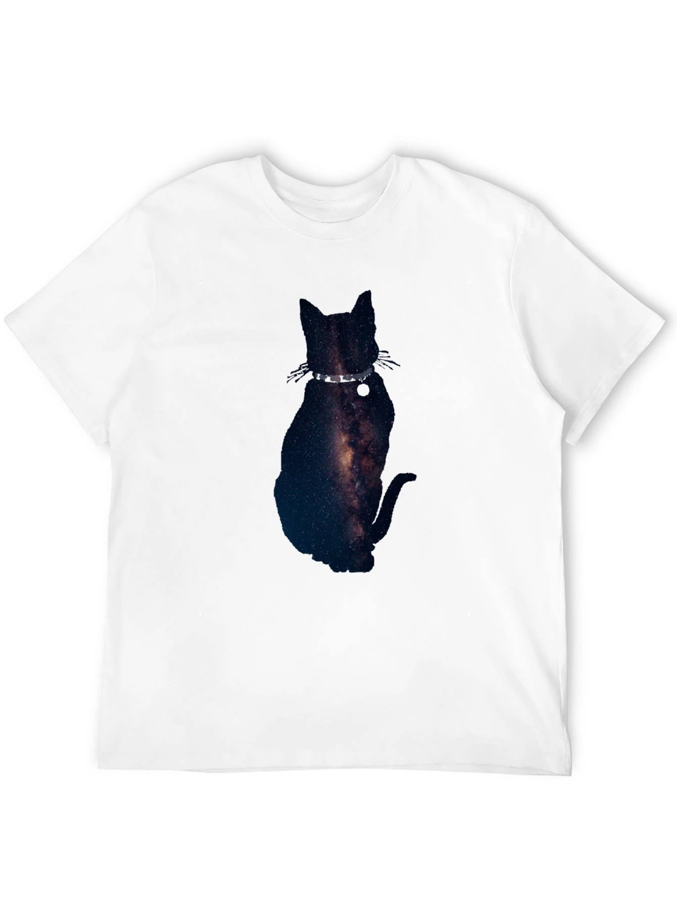 Galaxy Cat Graphic Tee - Black Cotton Blend T-Shirt