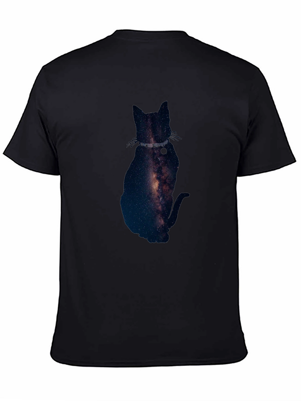 Galaxy Cat Graphic Tee - Black Cotton Blend T-Shirt