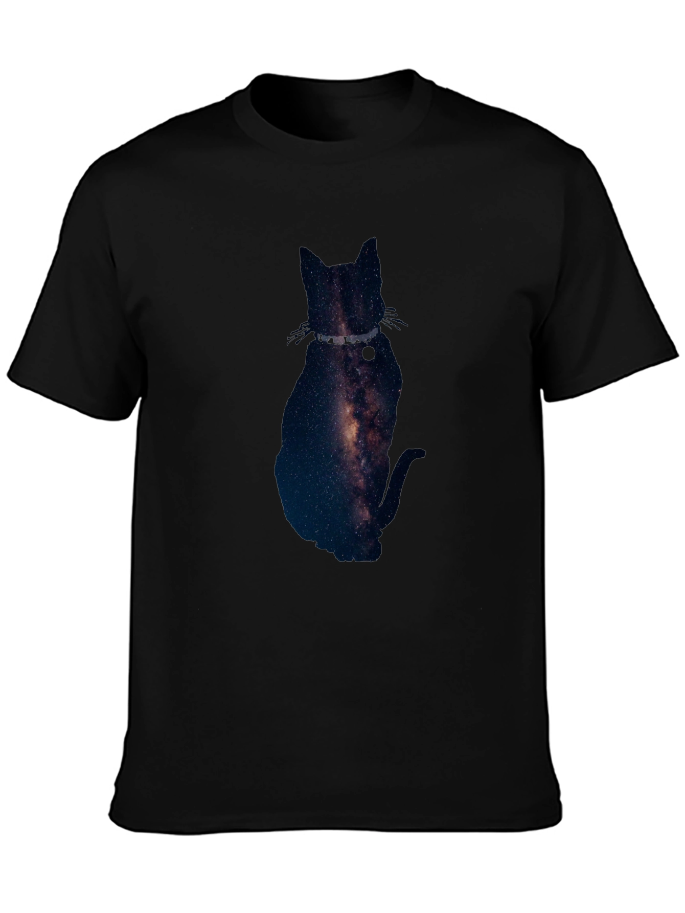Galaxy Cat Graphic Tee - Black Cotton Blend T-Shirt