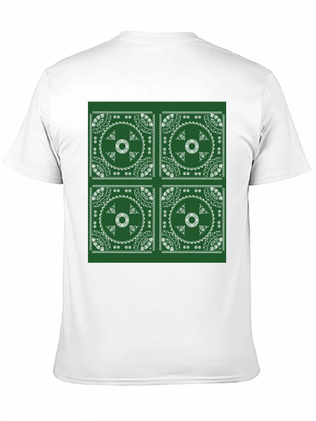 Green Bandana Pattern Black T-Shirt