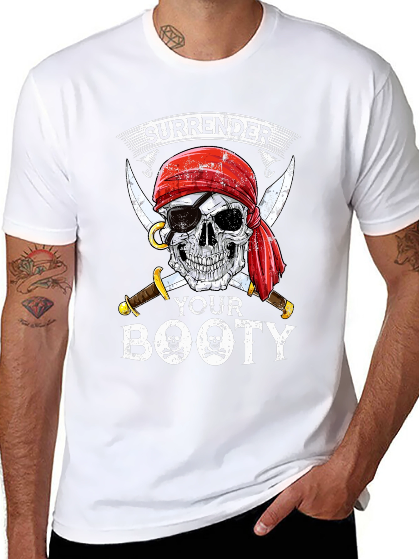 Surrender Your Booty Pirate Skull T-Shirt