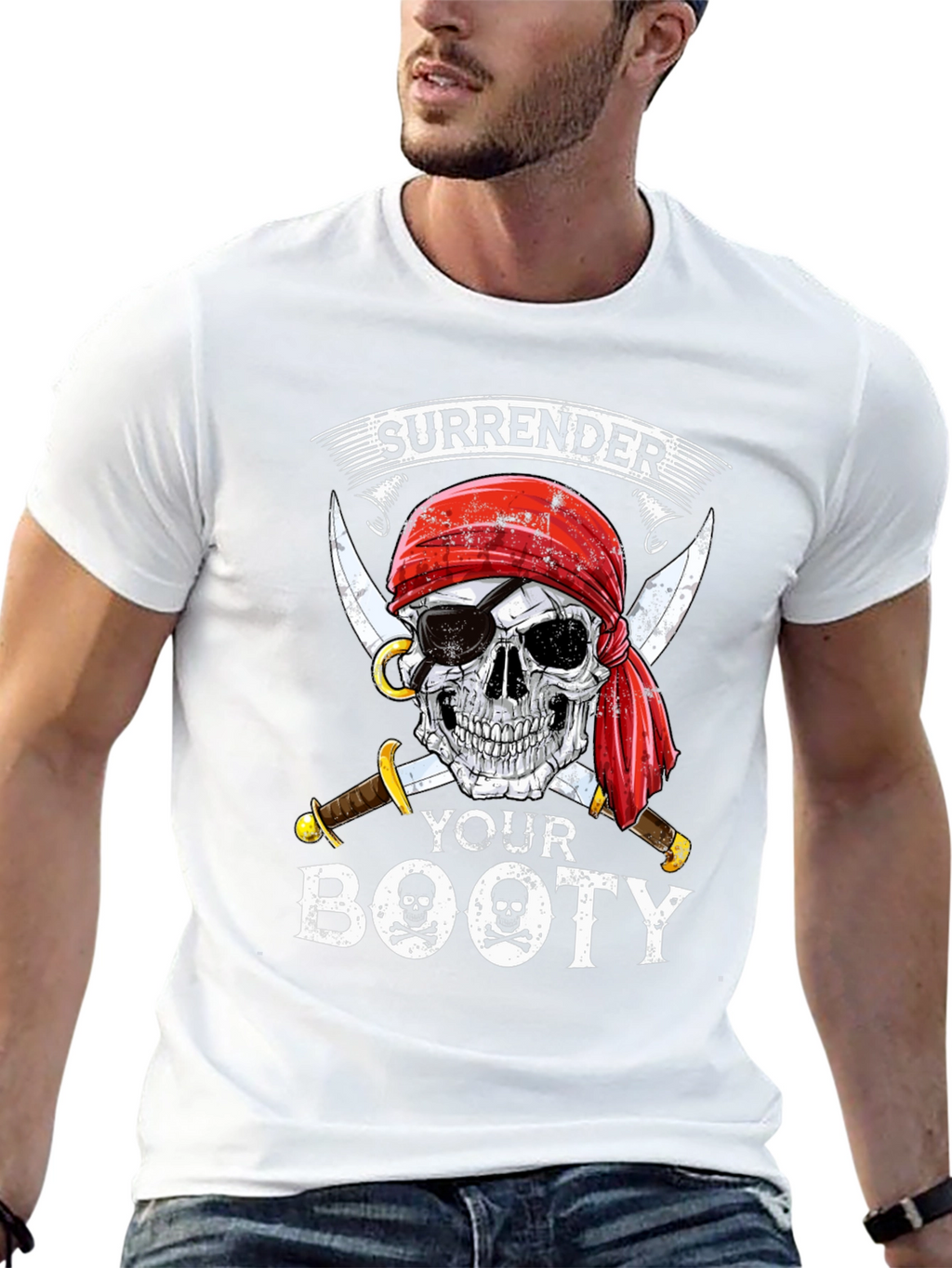 Surrender Your Booty Pirate Skull T-Shirt