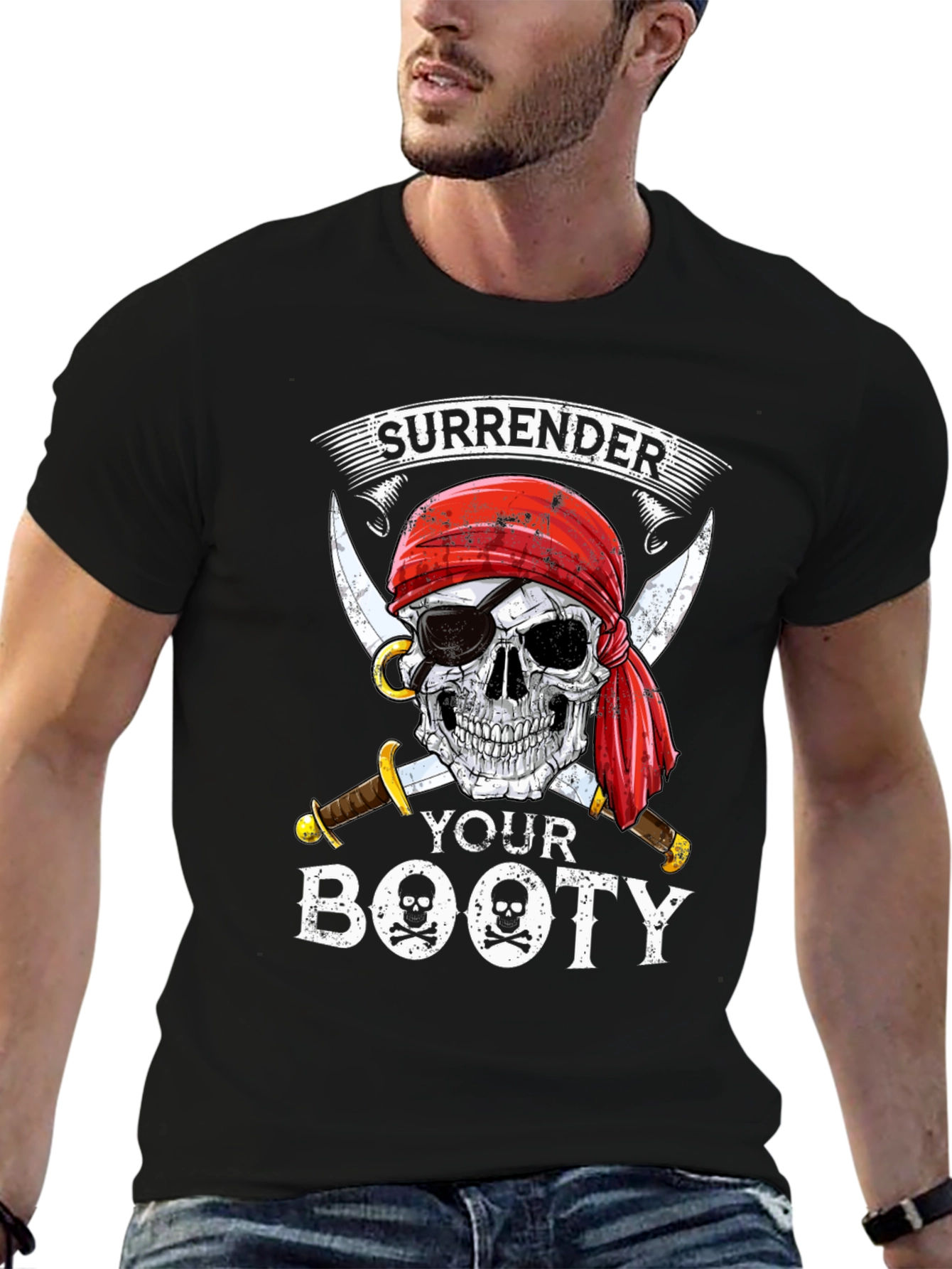 Surrender Your Booty Pirate Skull T-Shirt