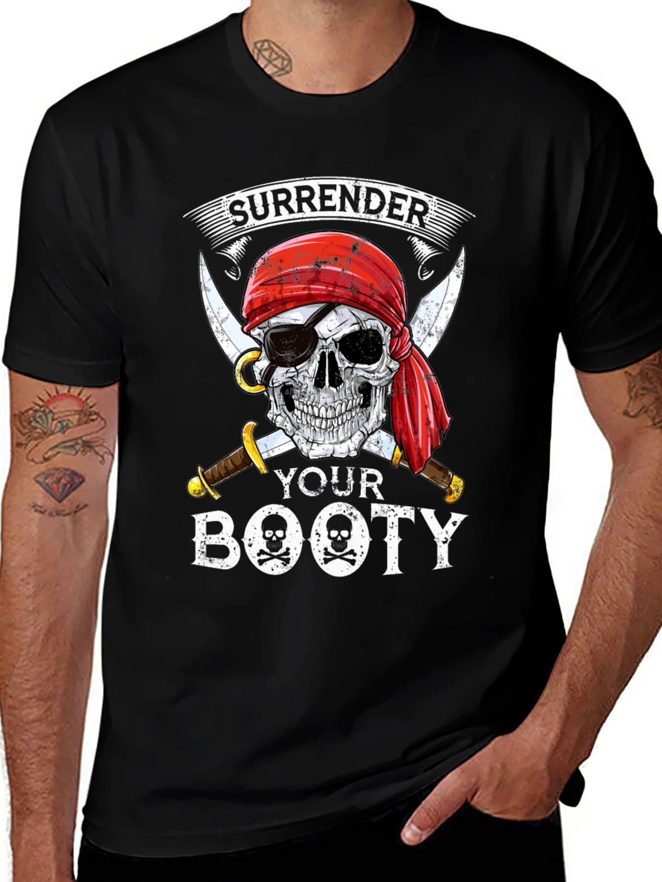Surrender Your Booty Pirate Skull T-Shirt