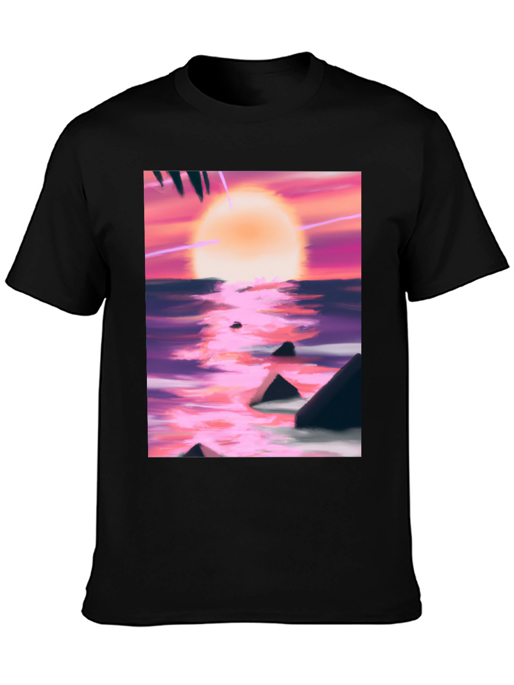 Sunset Beach T-Shirt - Artistic Ocean Design