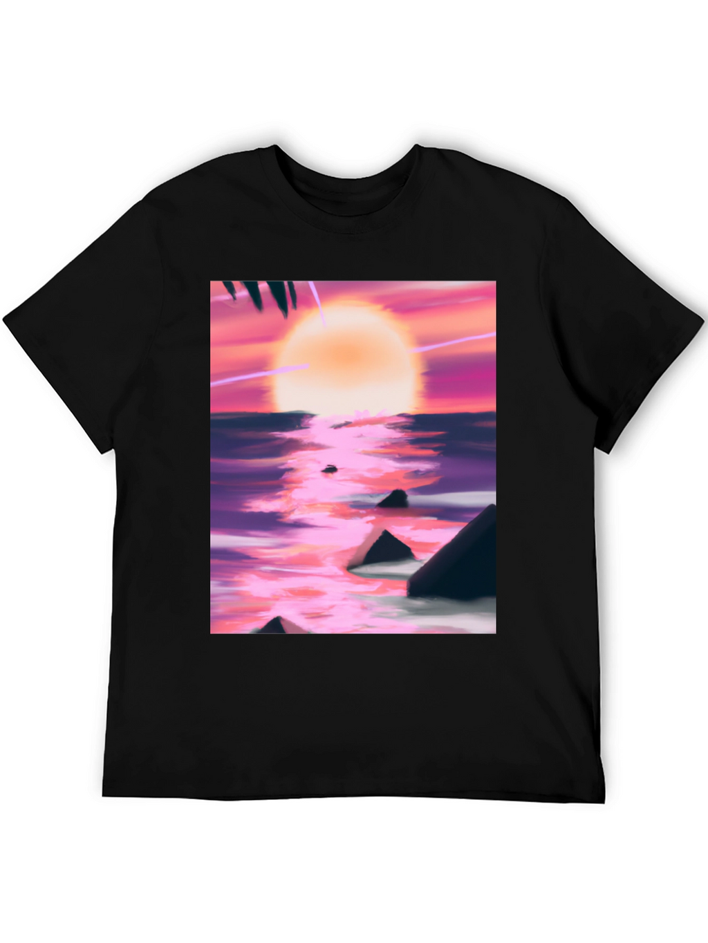Sunset Beach T-Shirt - Artistic Ocean Design