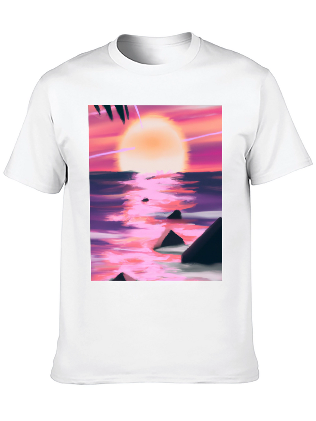 Sunset Beach T-Shirt - Artistic Ocean Design