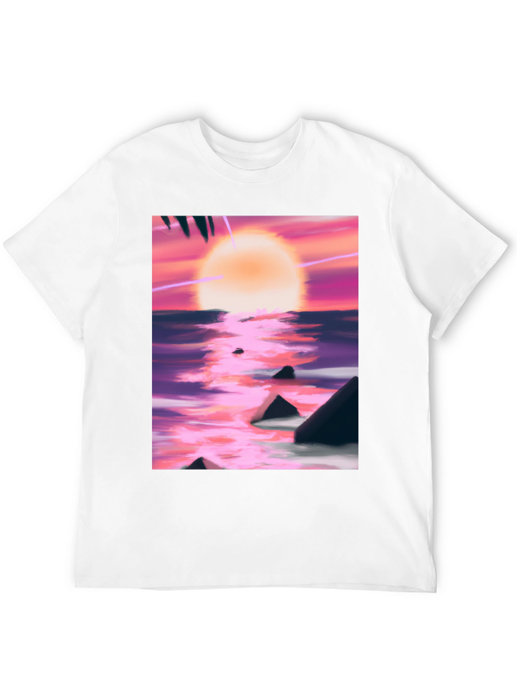 Sunset Beach T-Shirt - Artistic Ocean Design