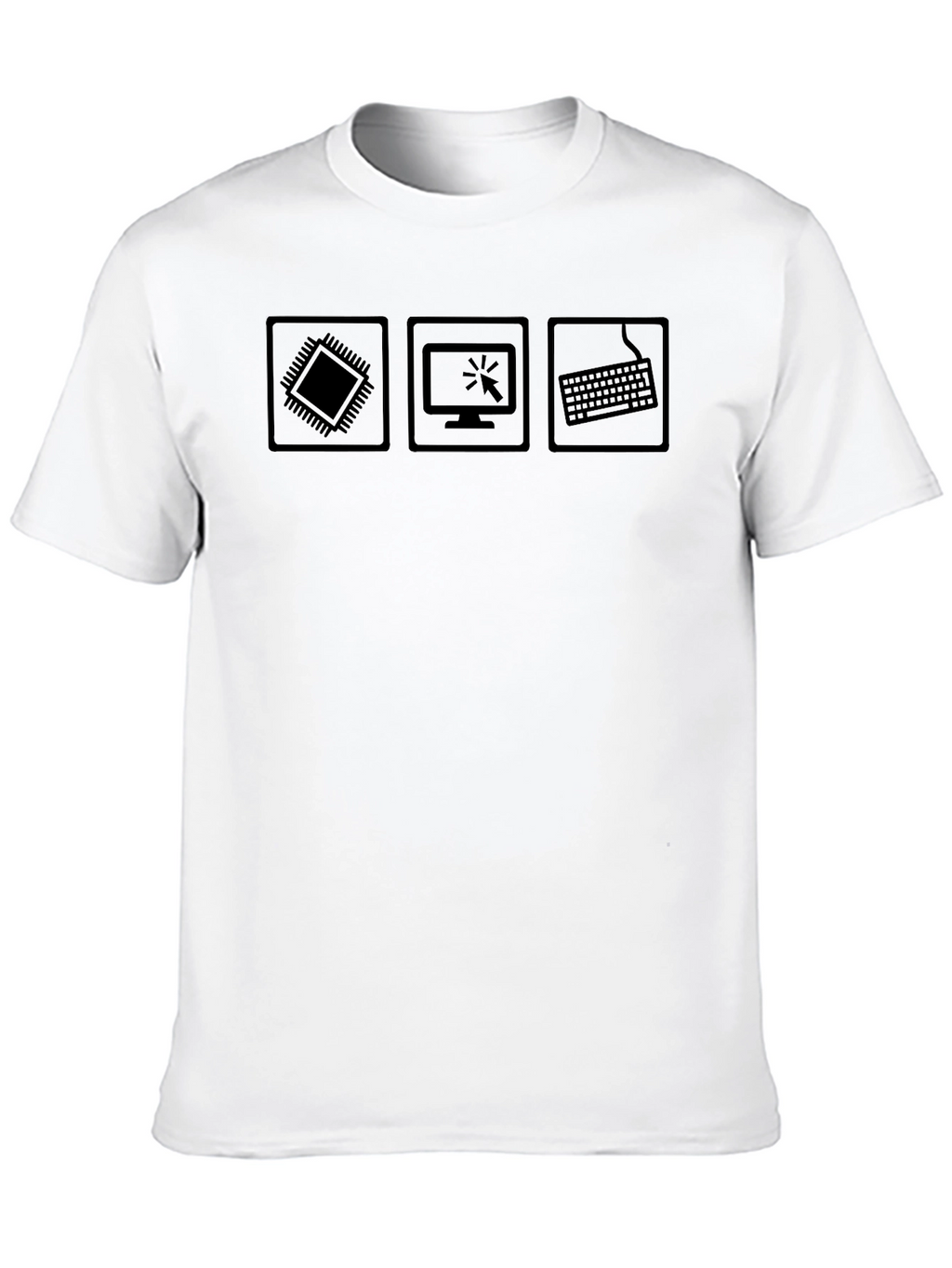 Techie Black T-Shirt - CPU Monitor Keyboard Design