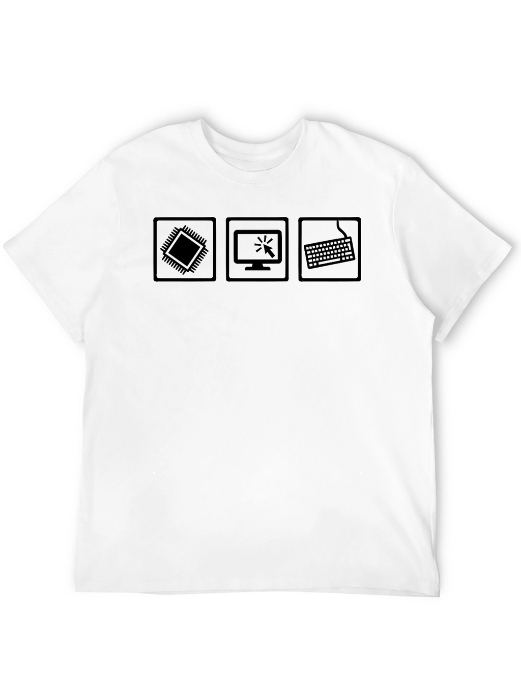 Techie Black T-Shirt - CPU Monitor Keyboard Design