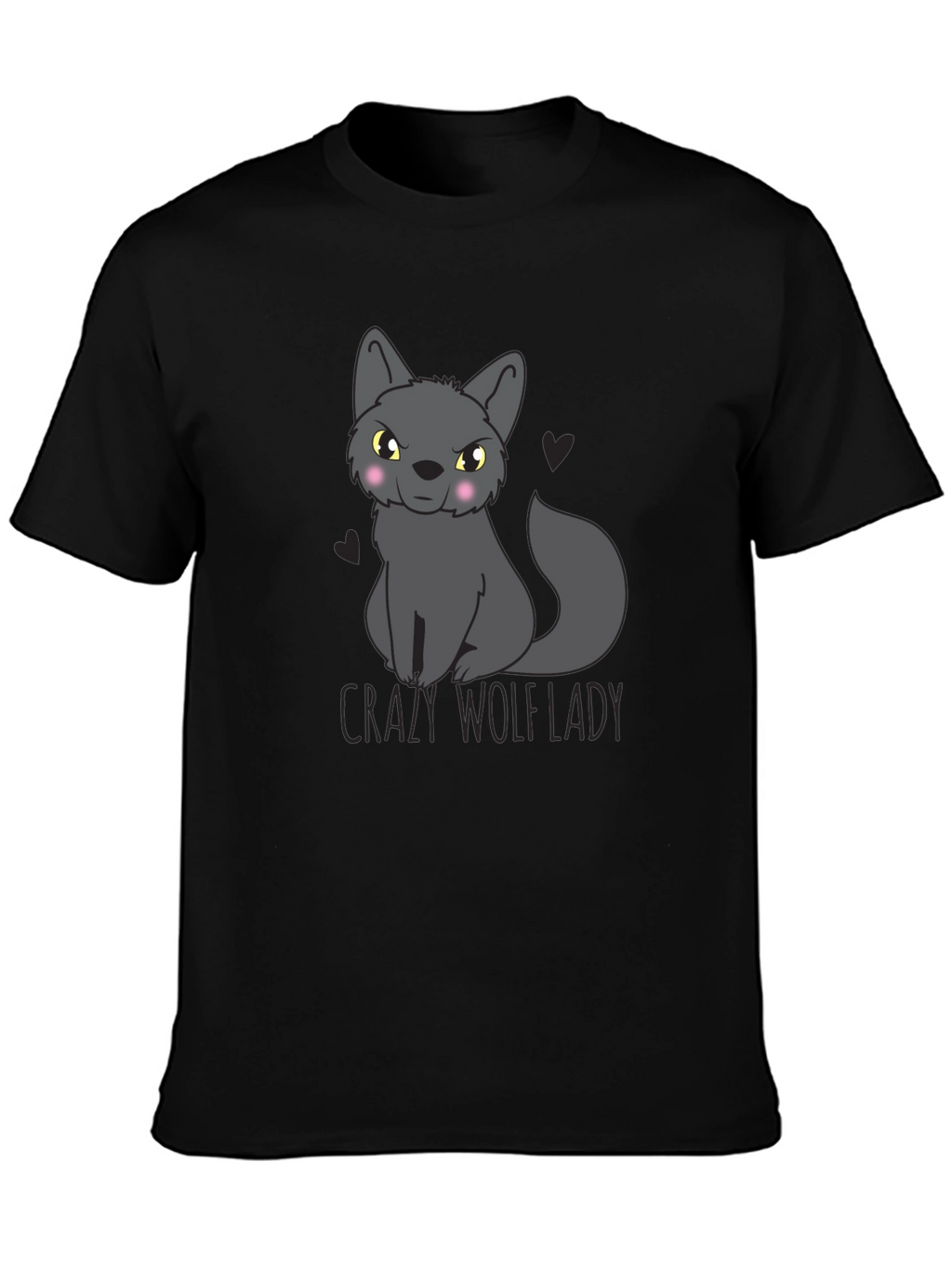 Crazy Wolf Lady Graphic Tee - Black