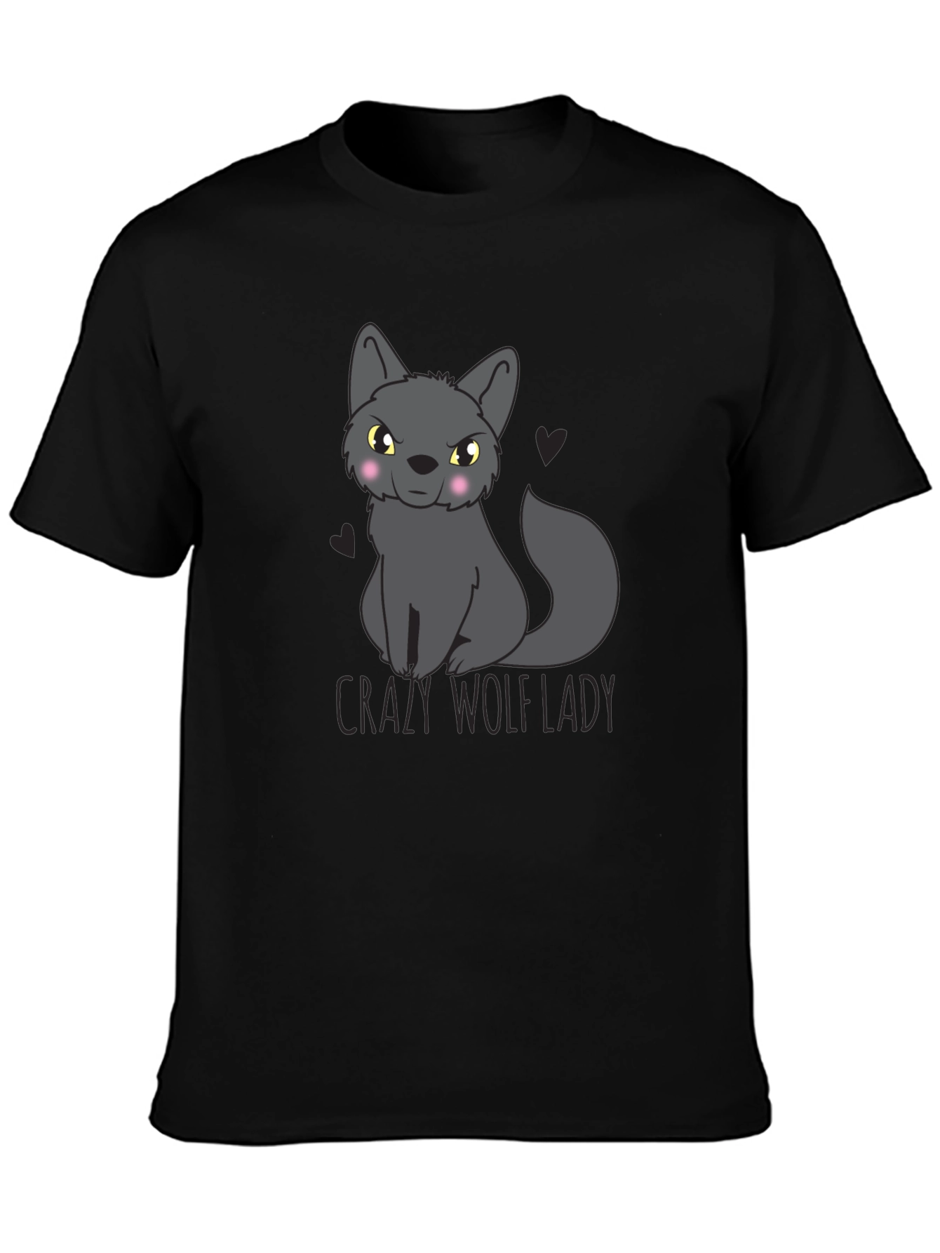 Crazy Wolf Lady Graphic Tee - Black