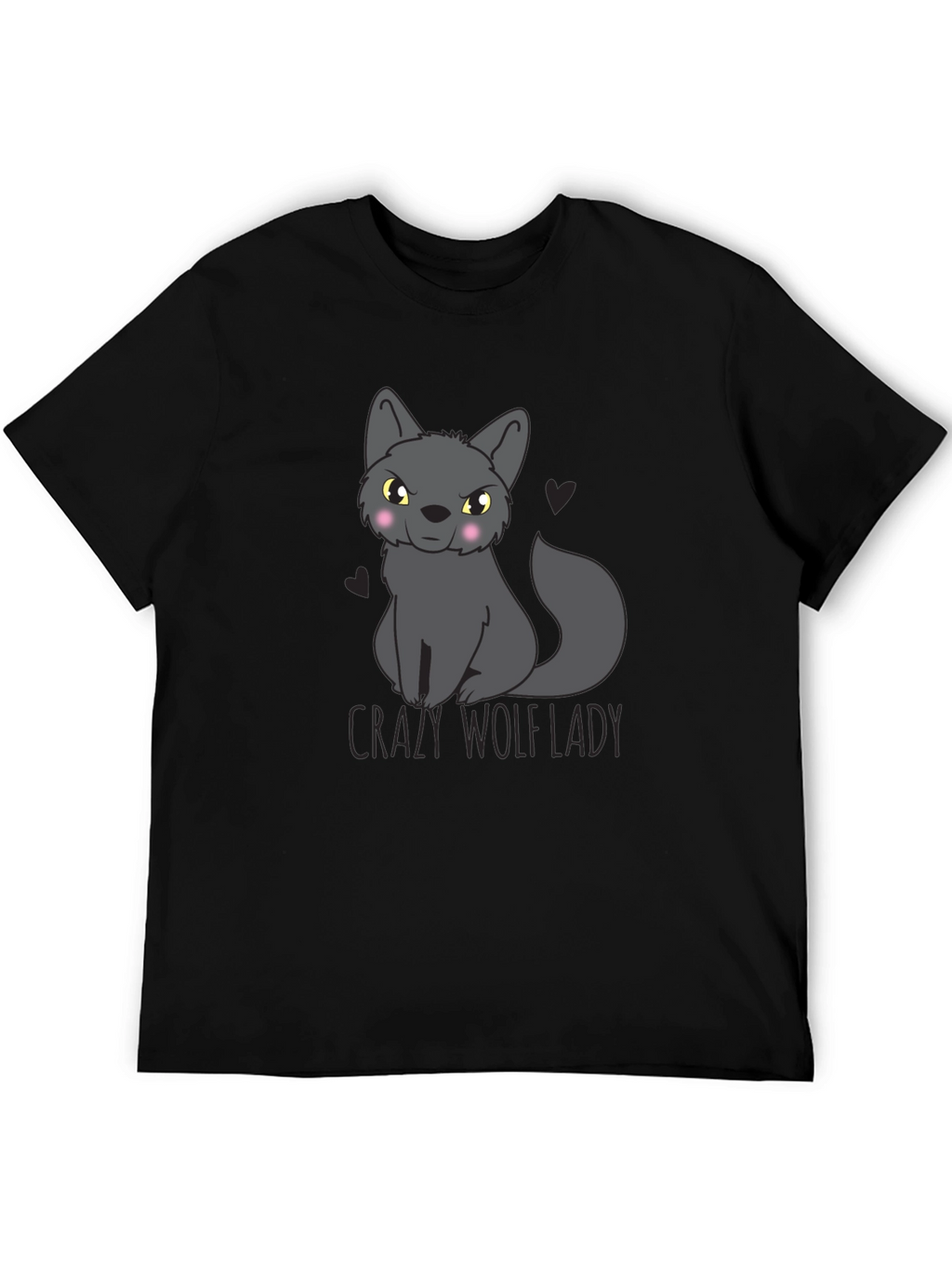 Crazy Wolf Lady Graphic Tee - Black