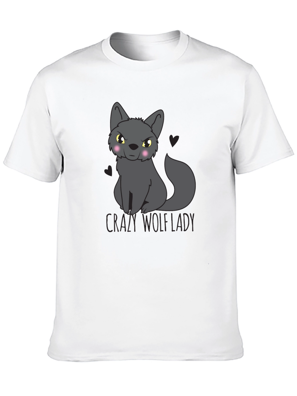 Crazy Wolf Lady Graphic Tee - Black