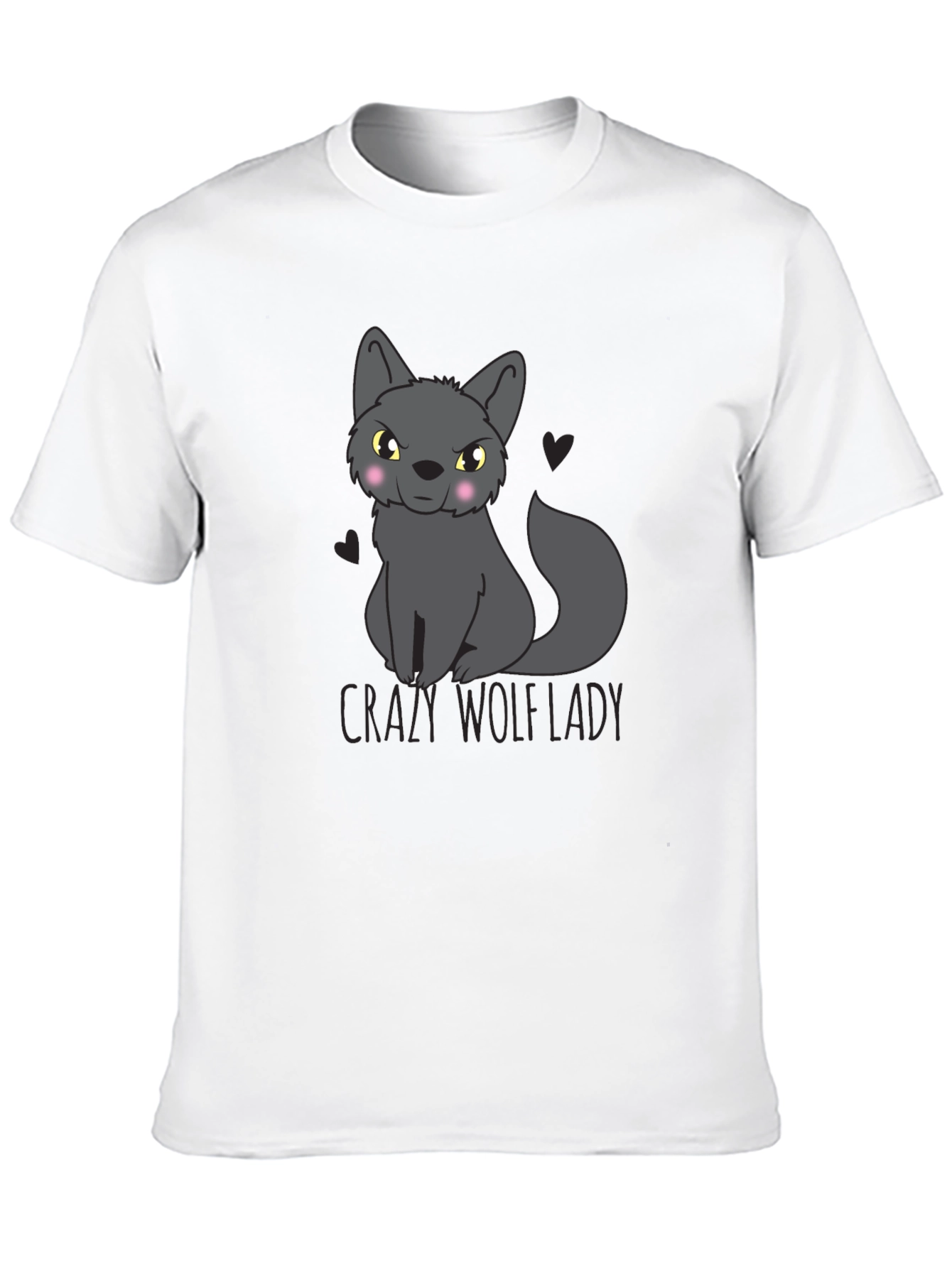 Crazy Wolf Lady Graphic Tee - Black
