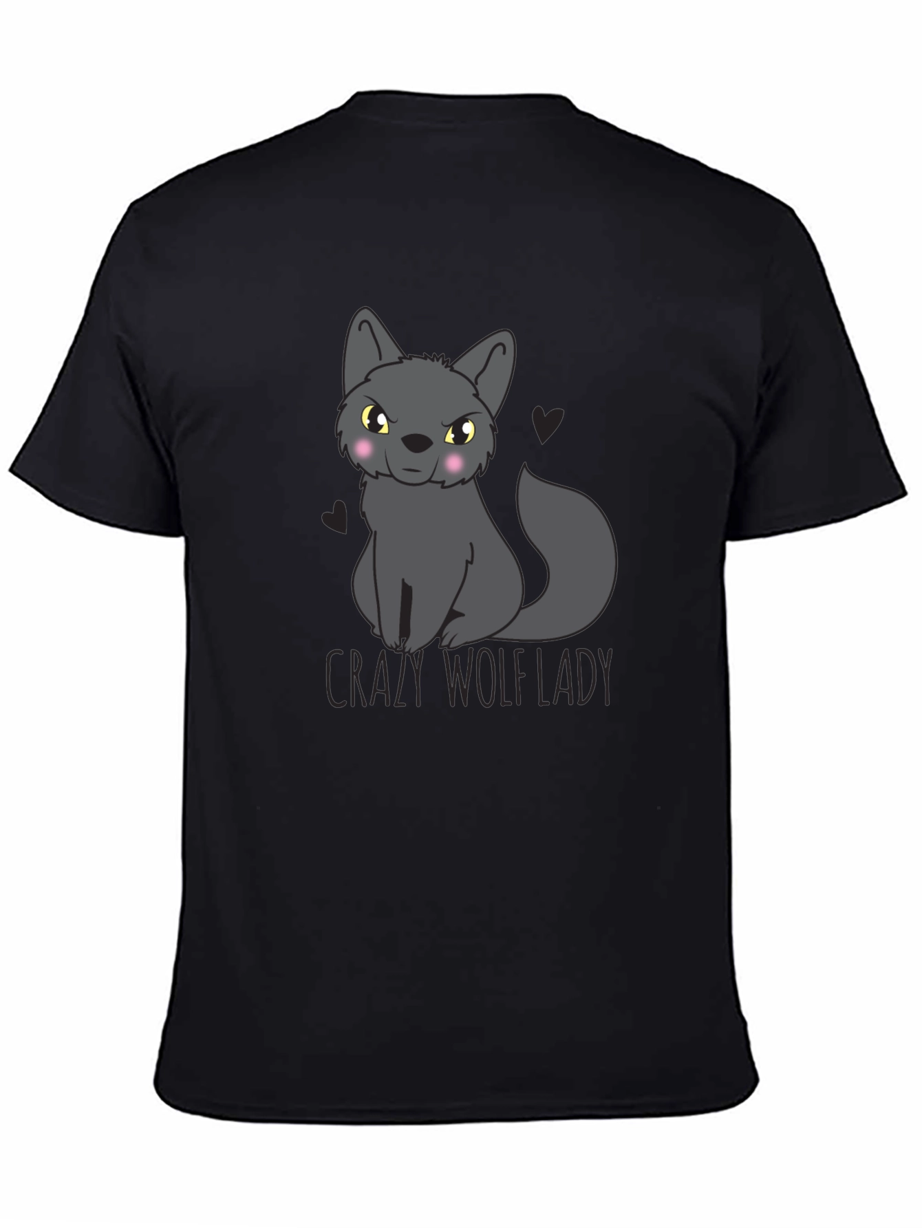 Crazy Wolf Lady Graphic Tee - Black