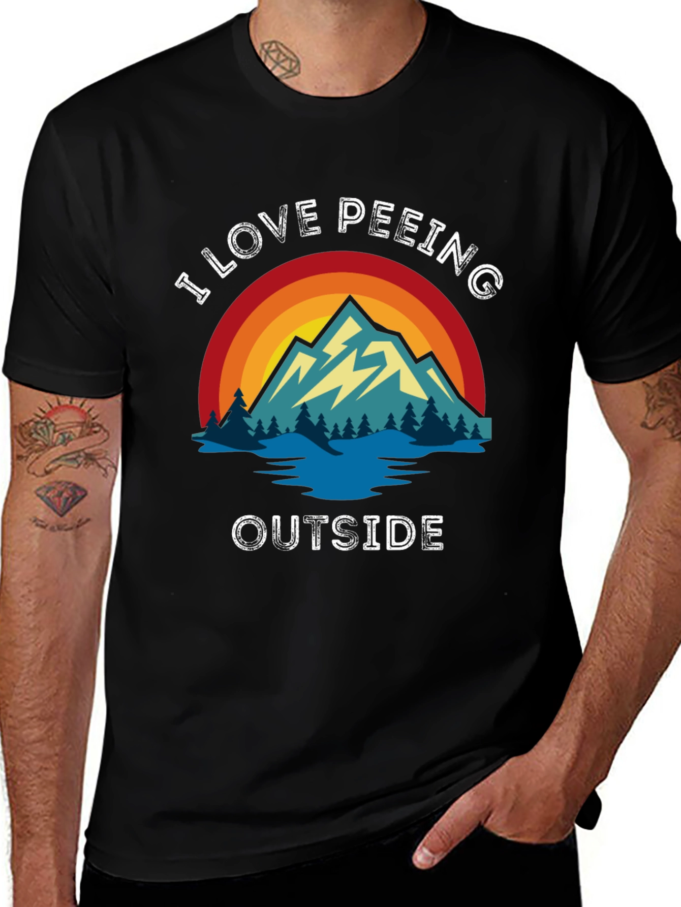 I Love Peeing Outside Black T-Shirt