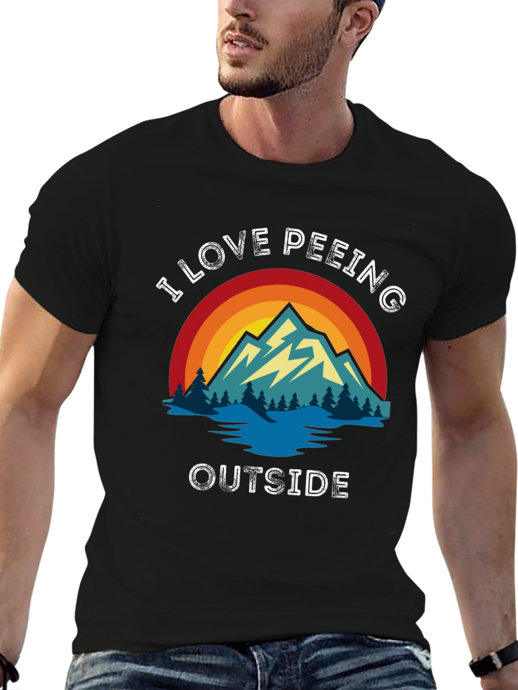 I Love Peeing Outside Black T-Shirt