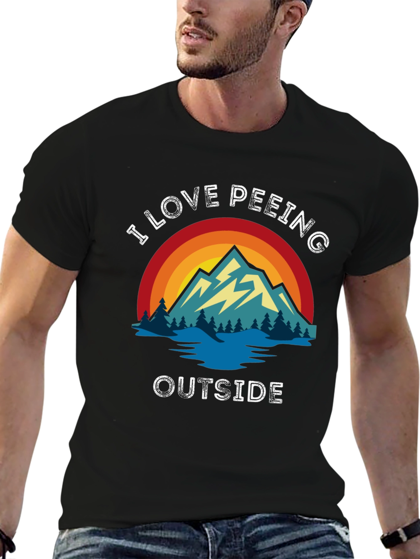 I Love Peeing Outside Black T-Shirt