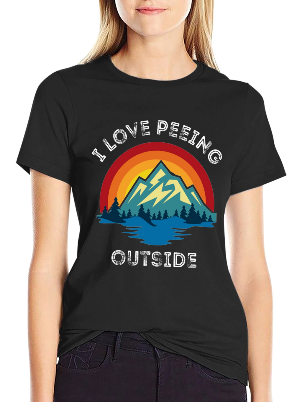 I Love Peeing Outside Black T-Shirt