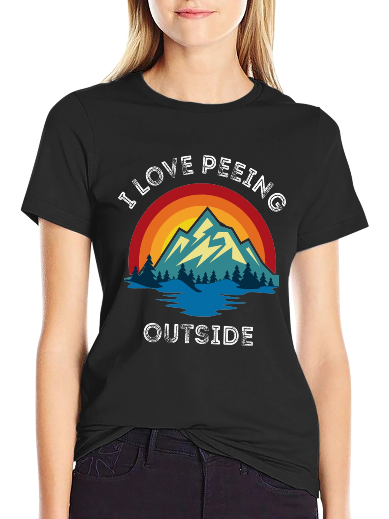 I Love Peeing Outside Black T-Shirt