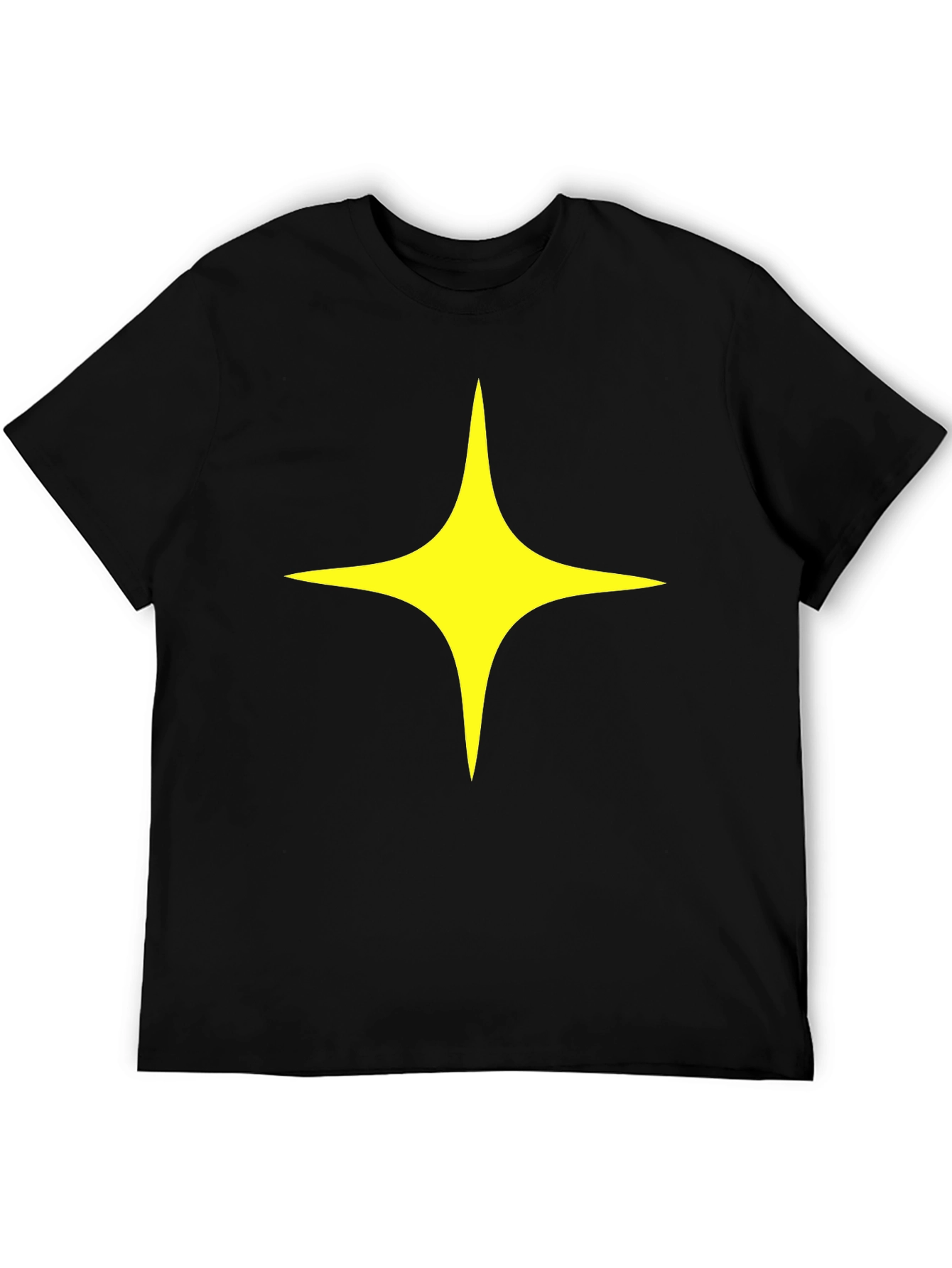 Black T-Shirt with Yellow Star Design