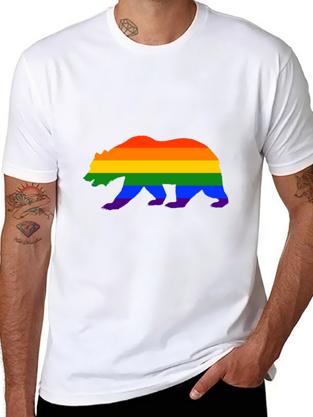 Pride Bear Graphic Tee - Black Cotton Blend