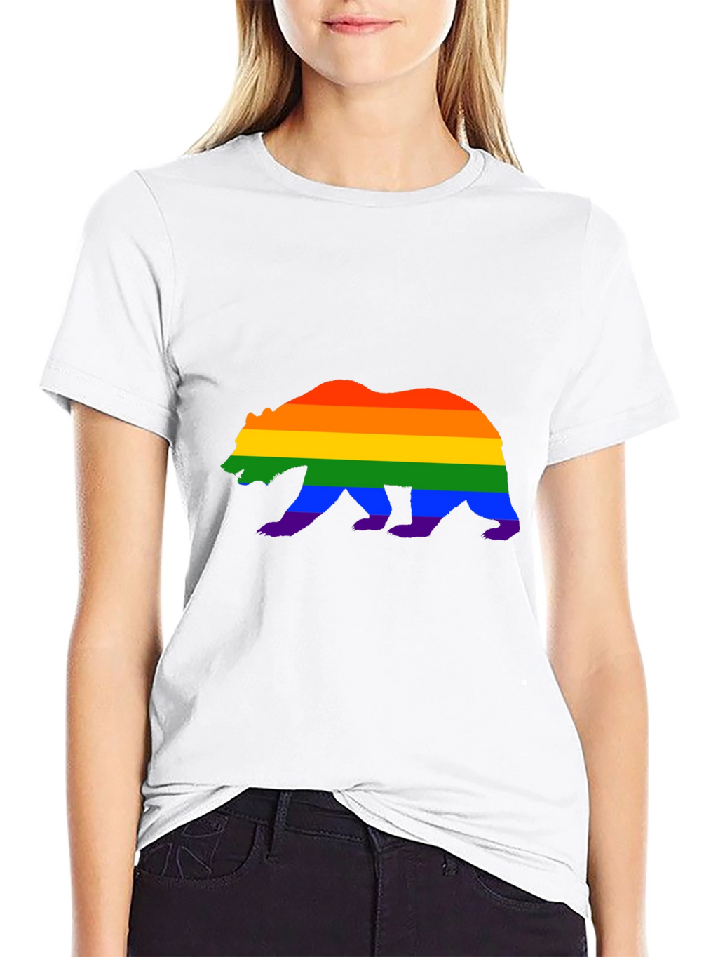 Pride Bear Graphic Tee - Black Cotton Blend