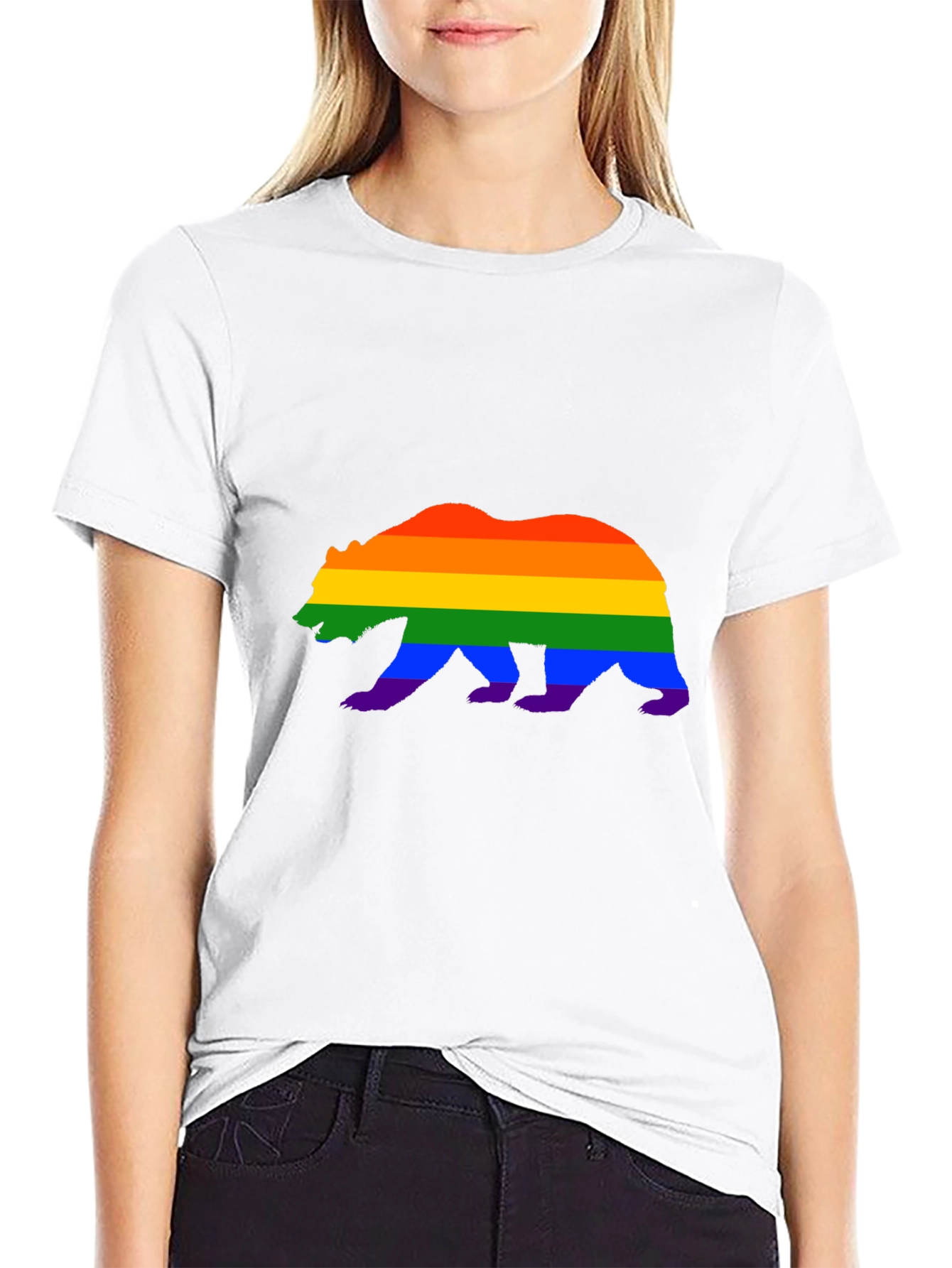 Pride Bear Graphic Tee - Black Cotton Blend