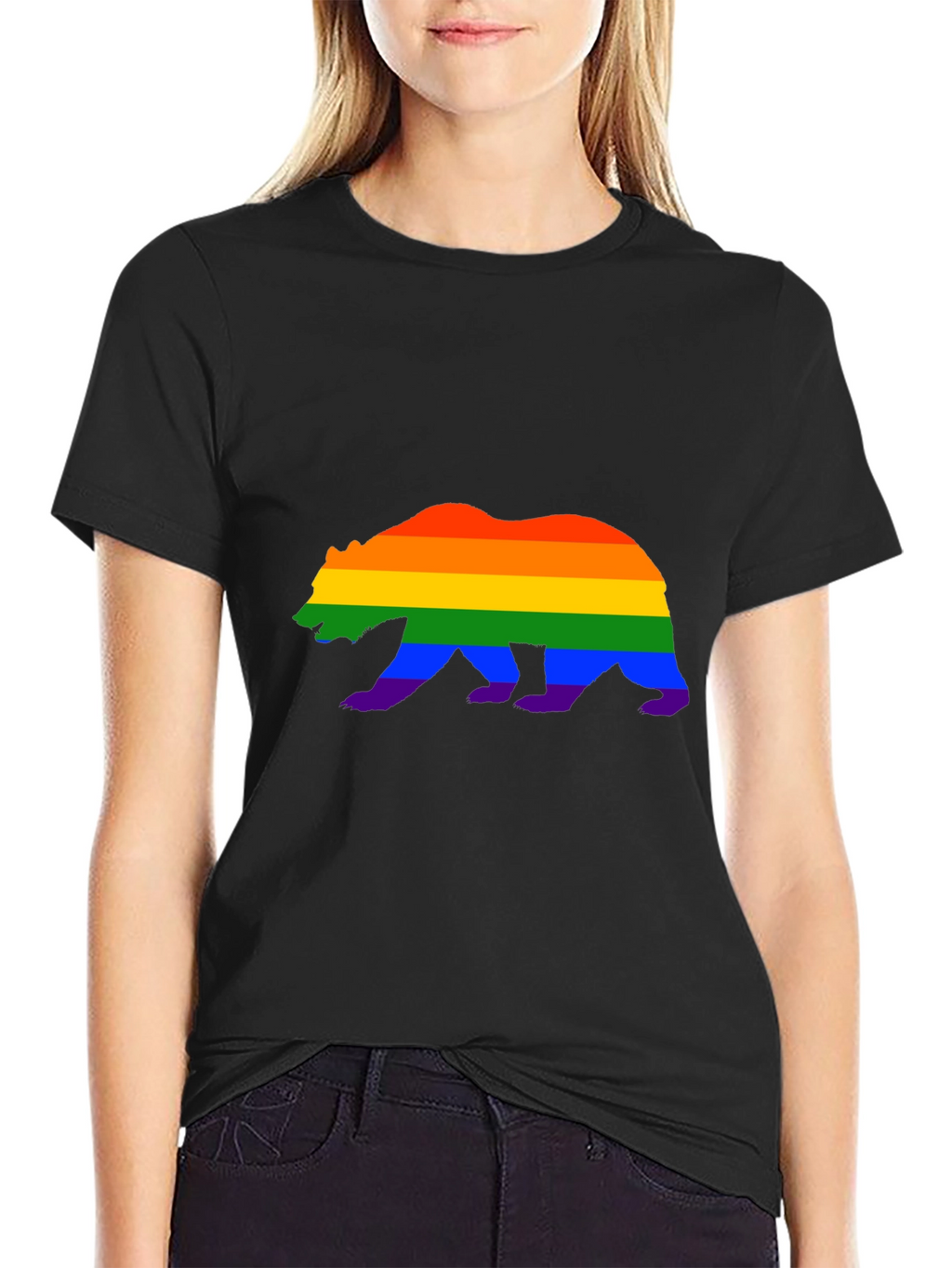 Pride Bear Graphic Tee - Black Cotton Blend