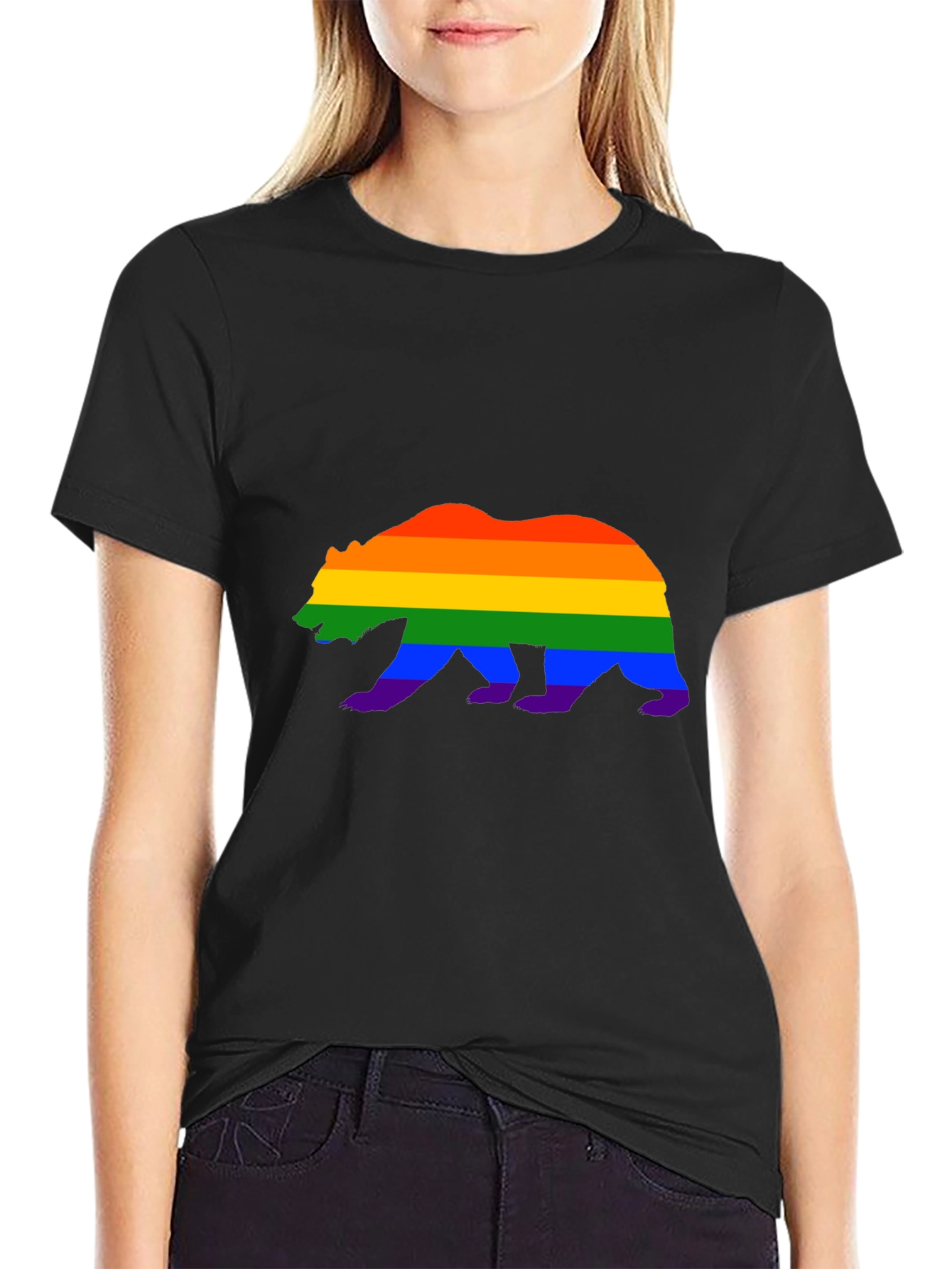 Pride Bear Graphic Tee - Black Cotton Blend