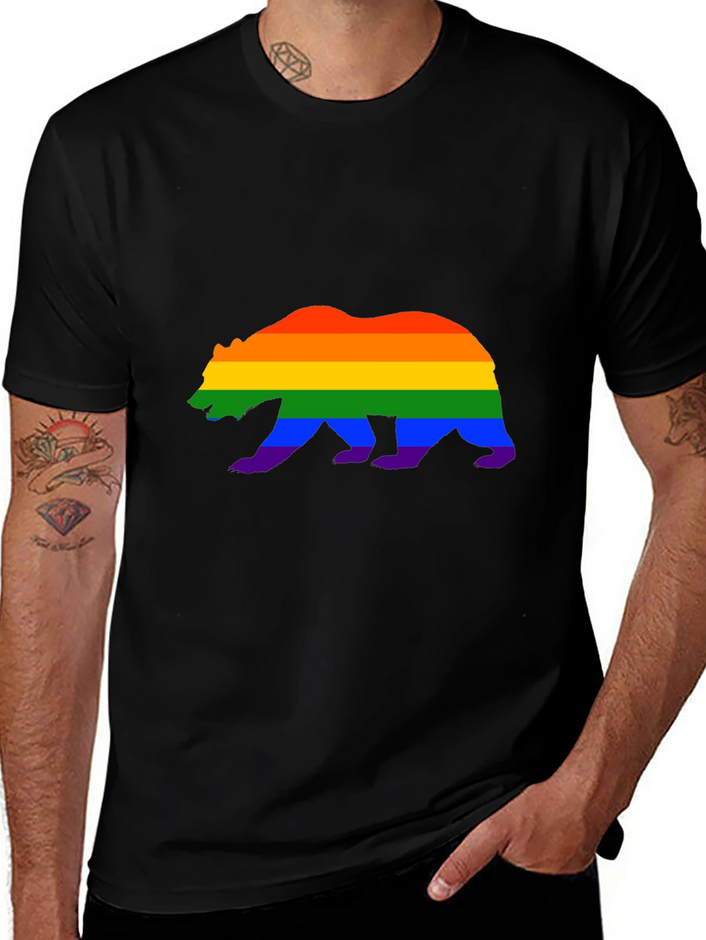 Pride Bear Graphic Tee - Black Cotton Blend
