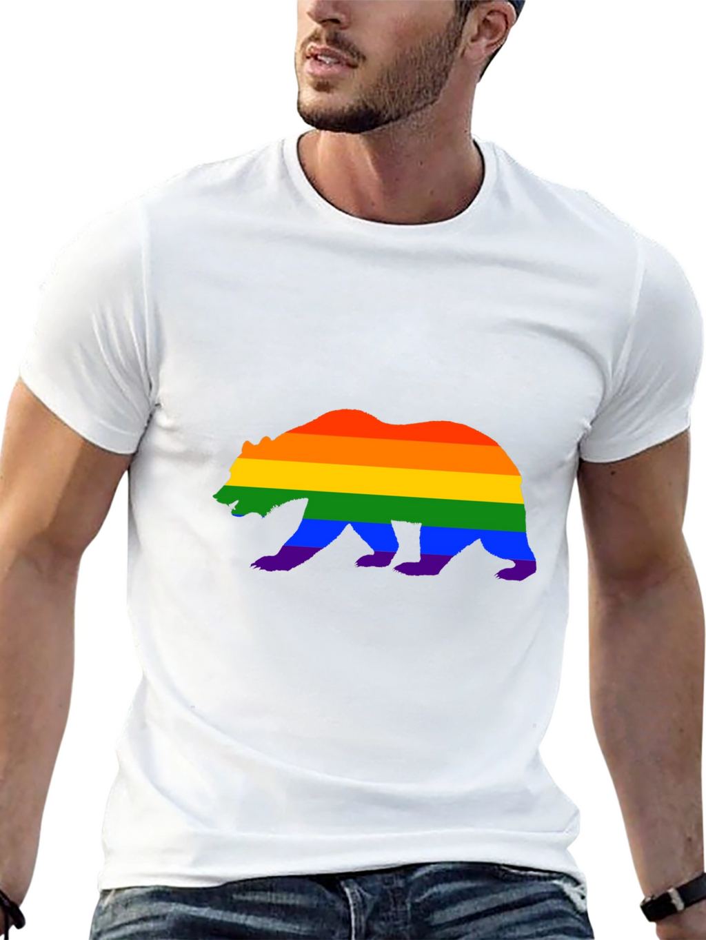 Pride Bear Graphic Tee - Black Cotton Blend