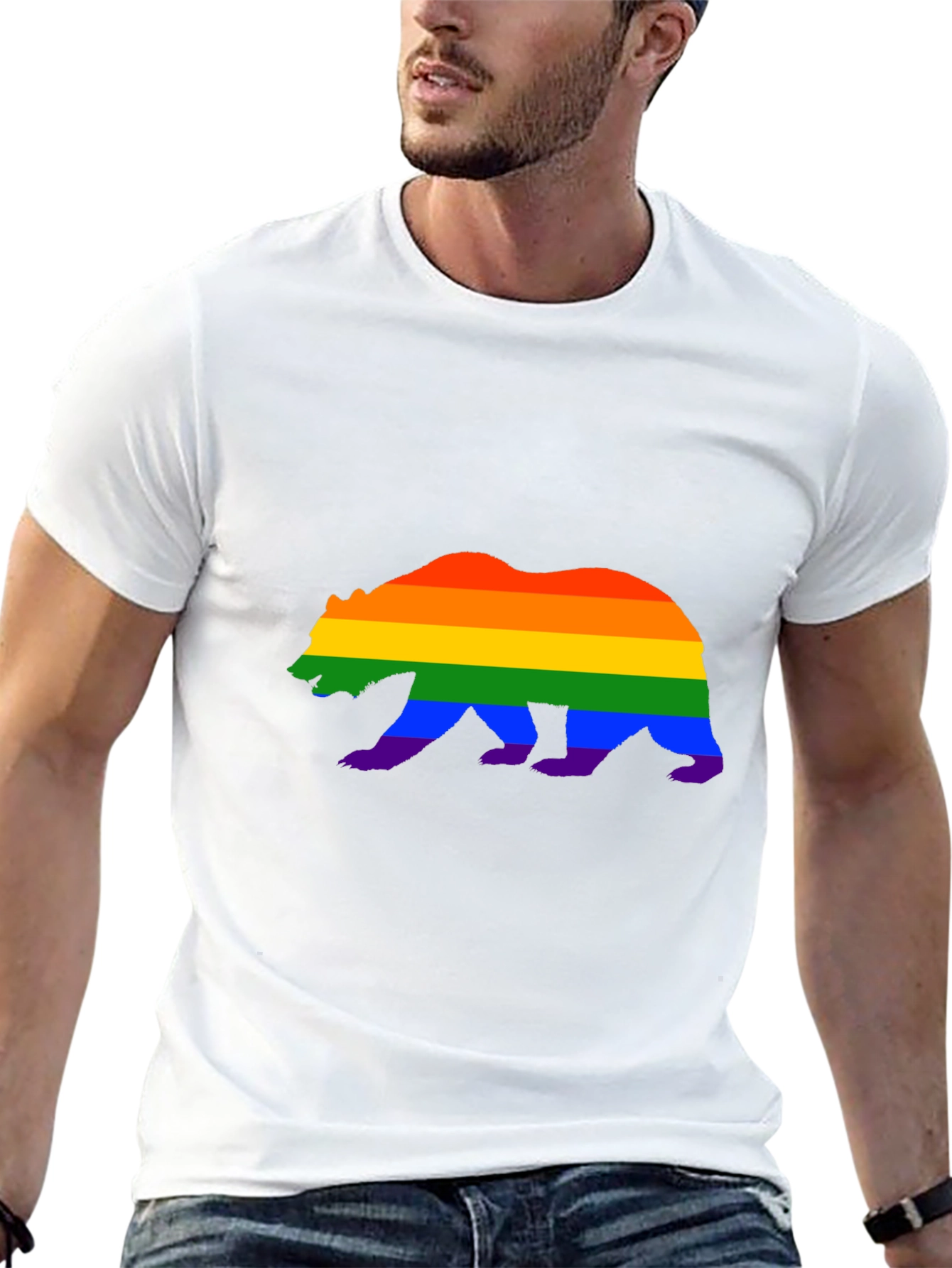 Pride Bear Graphic Tee - Black Cotton Blend