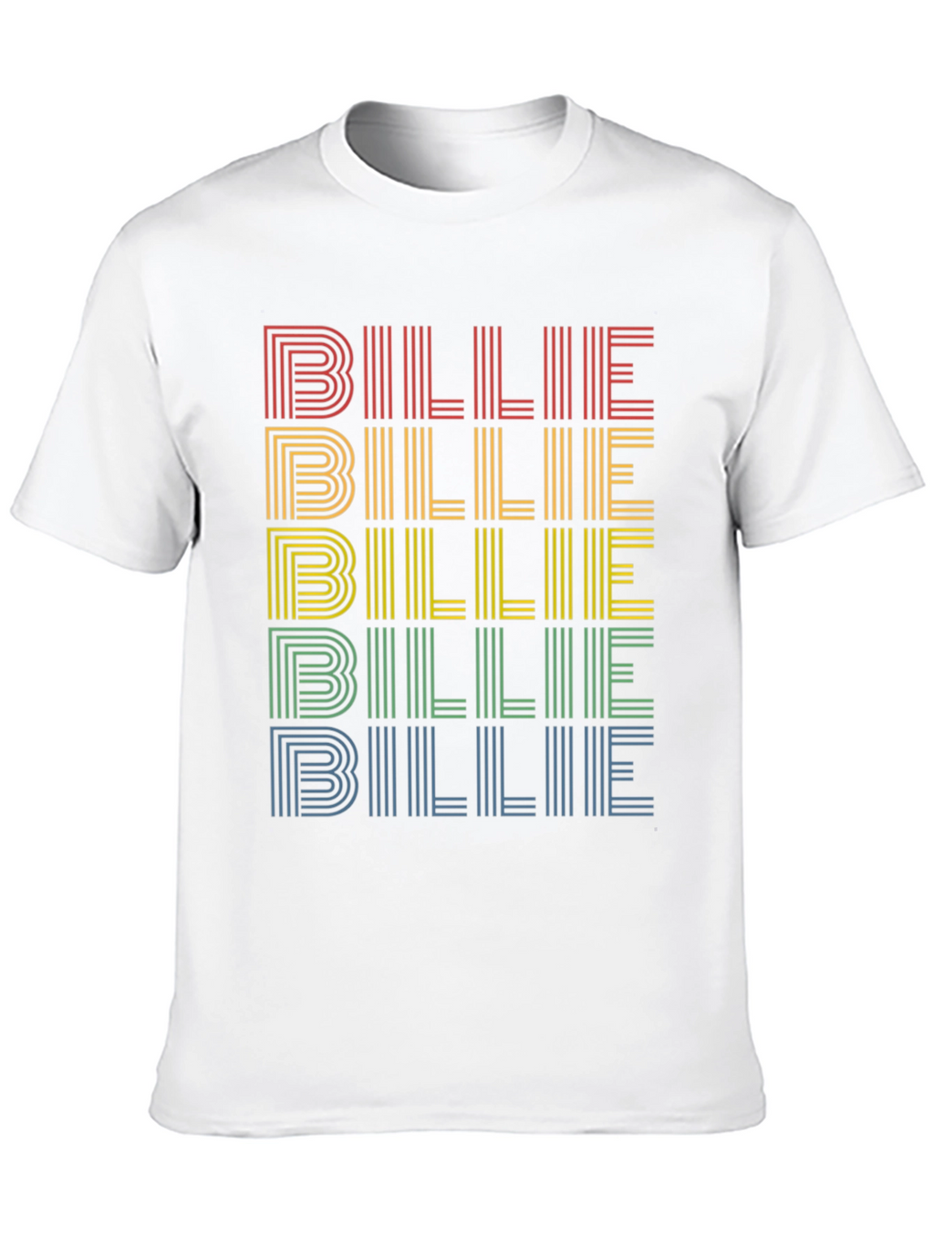 Retro Billie T-Shirt - Rainbow Stacked Design